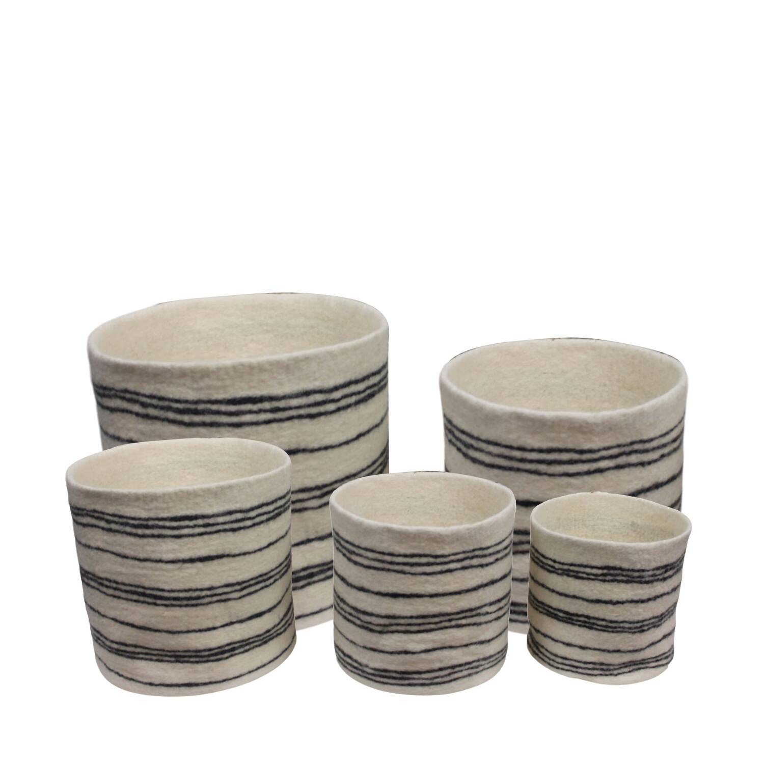 Basket round wool 38x38x38cm  - White