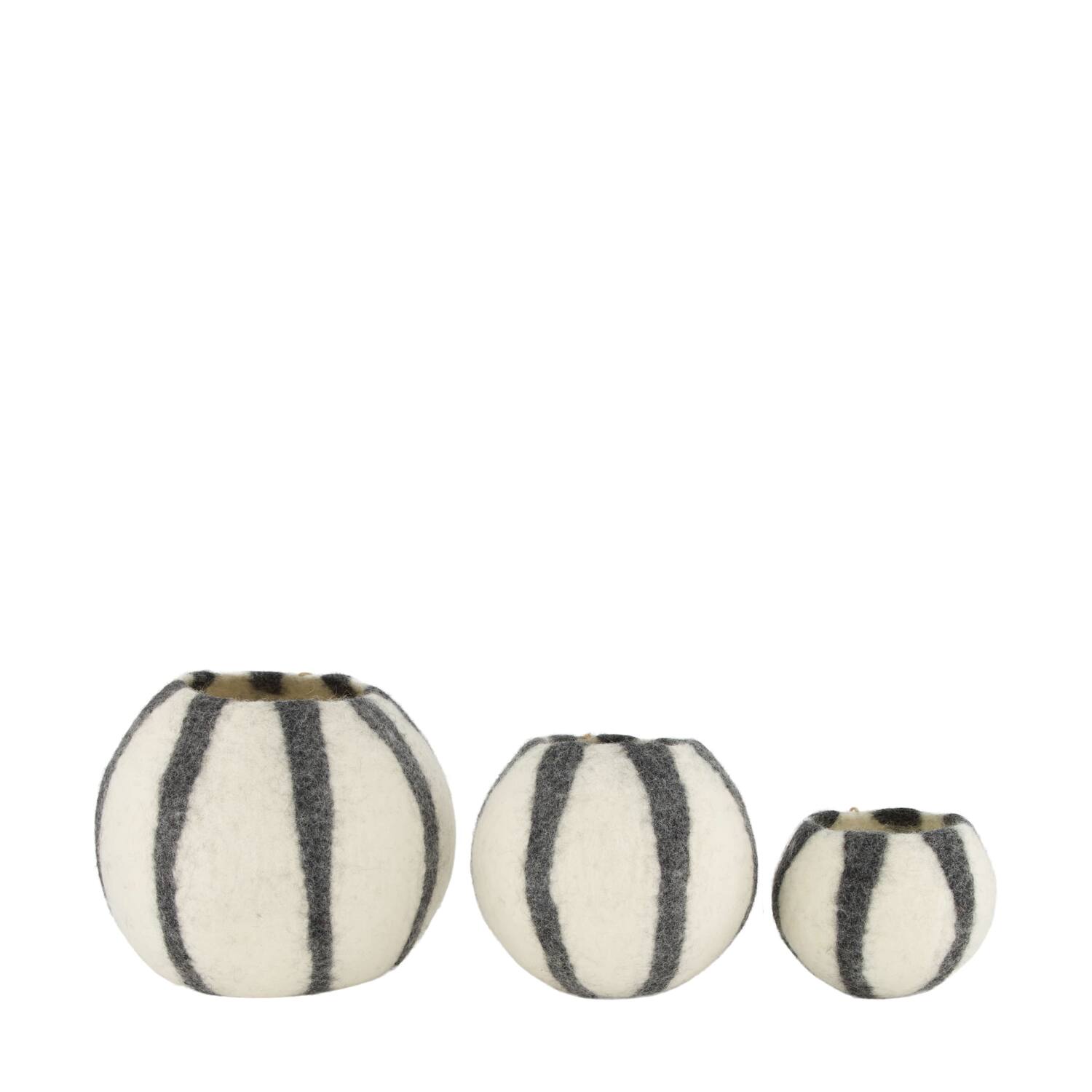 Basket round wool 24x24x21cm  - Grey