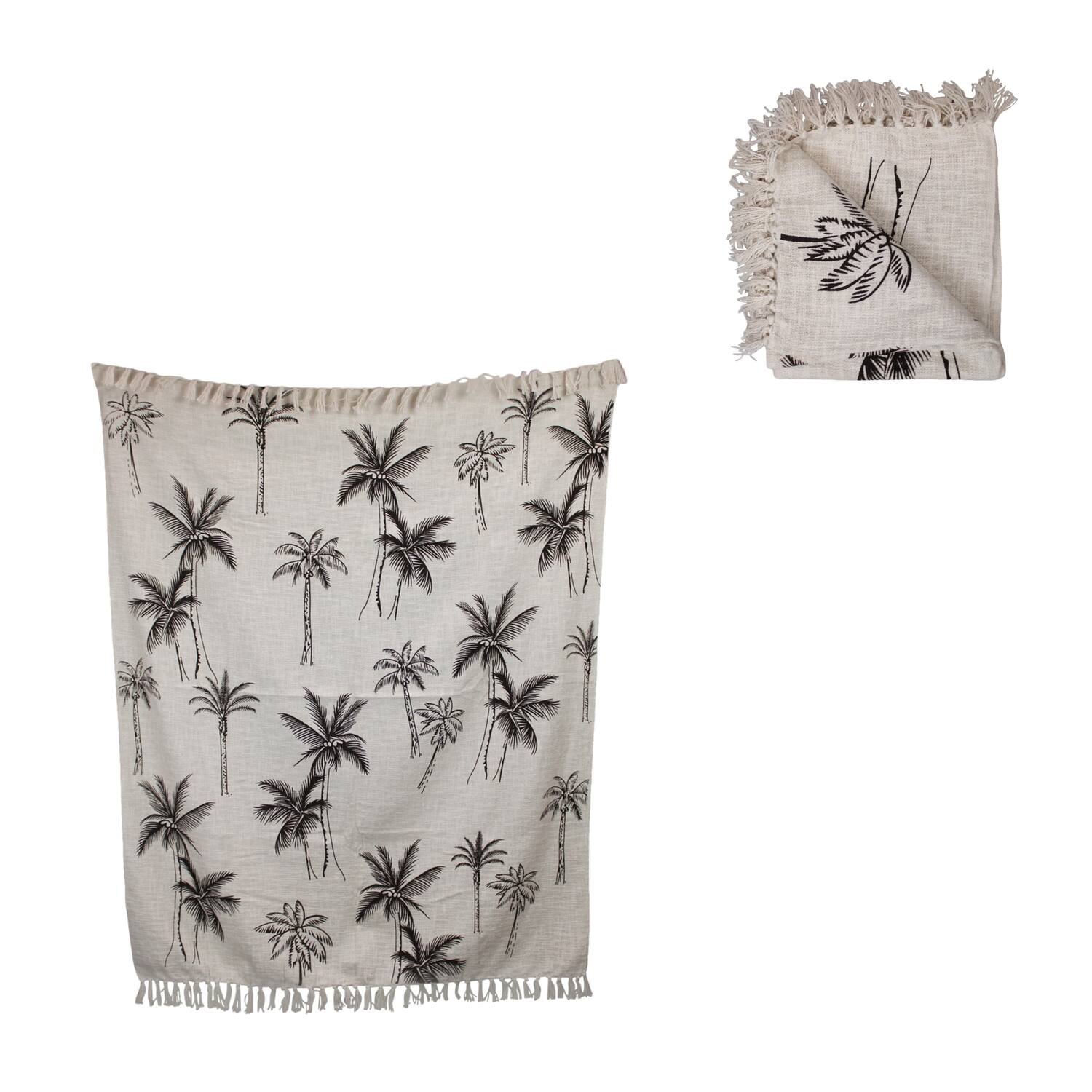 Plaid palm tree cotton 125x150x0.5cm