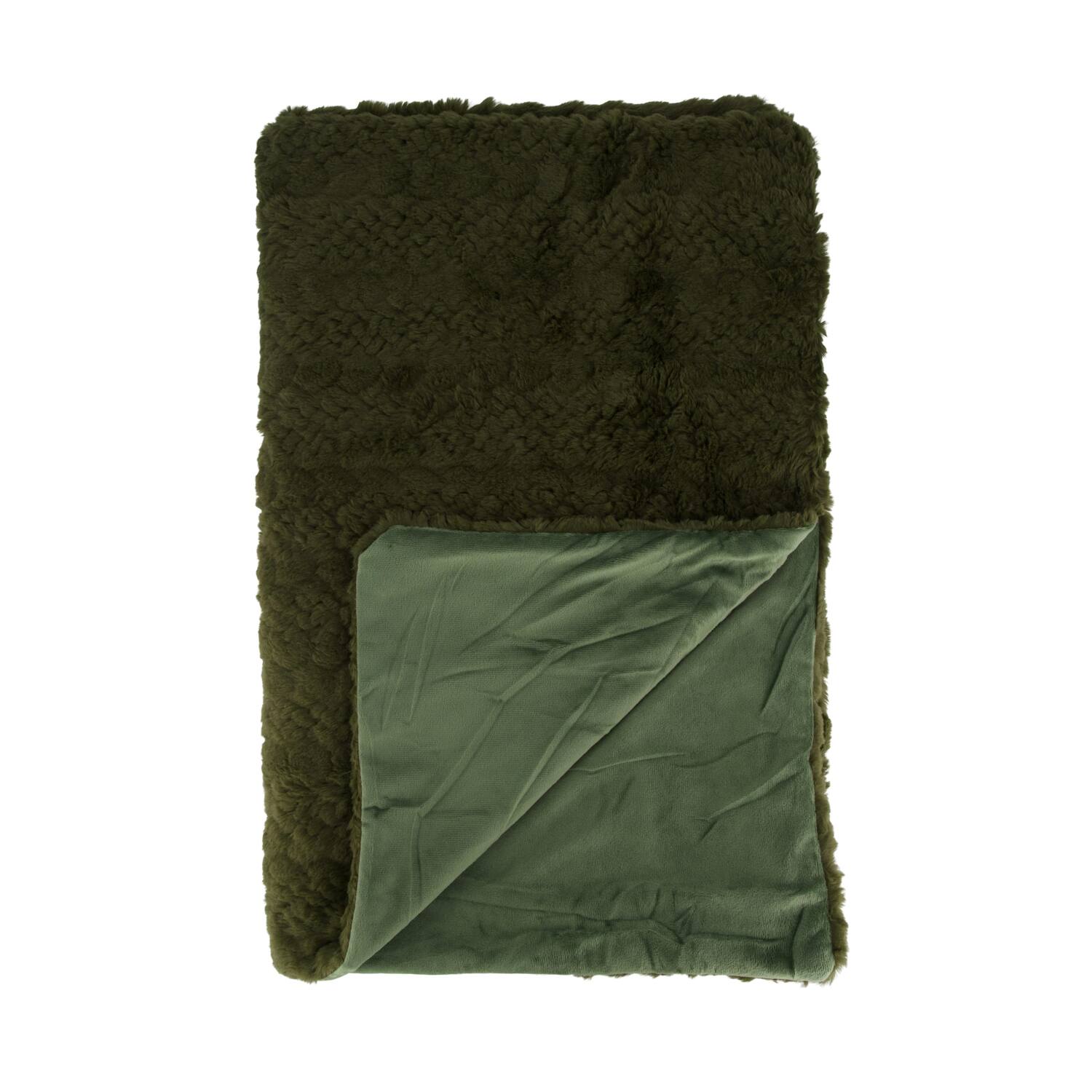 Plaid honeycomb polyester 170x130x2cm - Green
