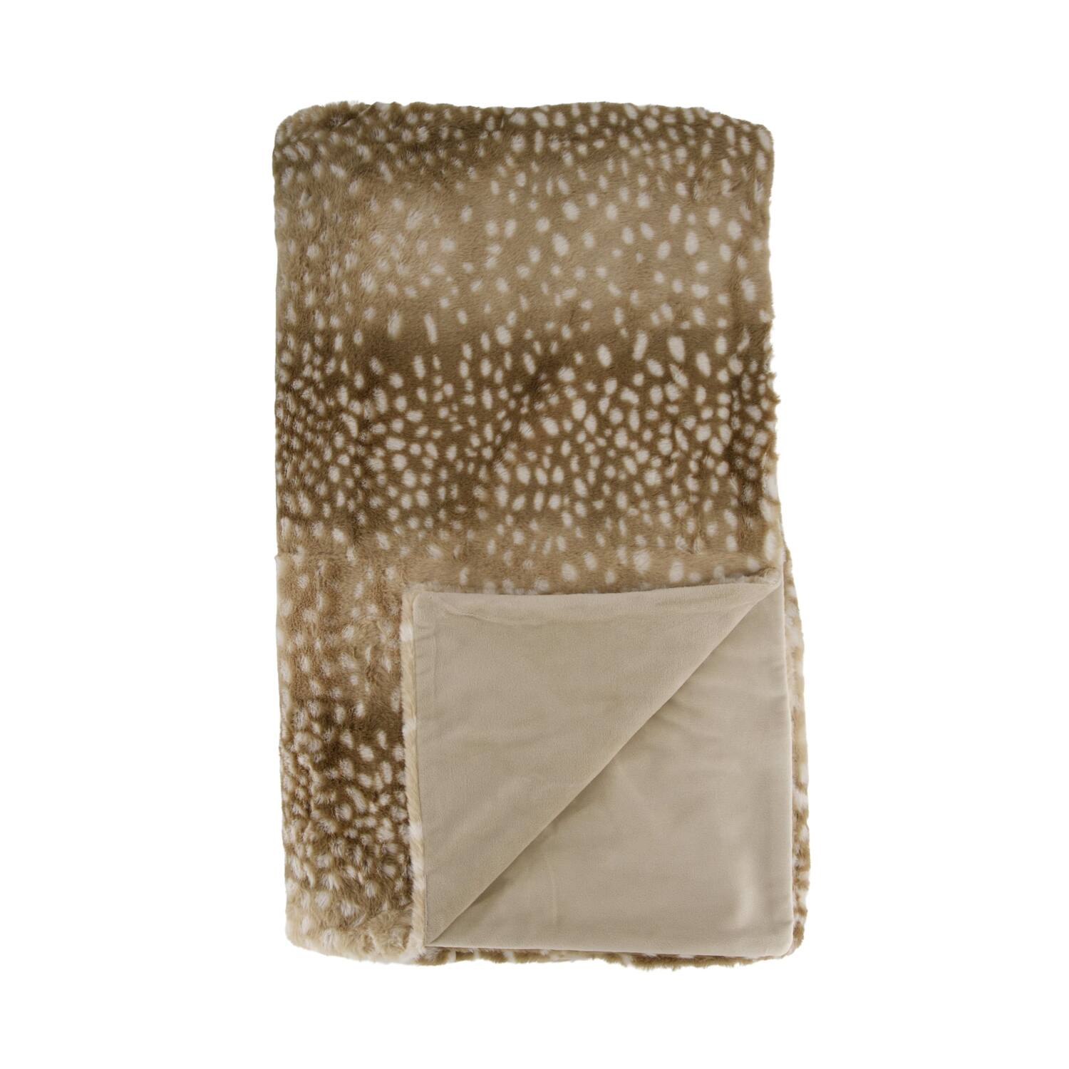 Plaid deer fur polyester 170x130x2cm - Brown