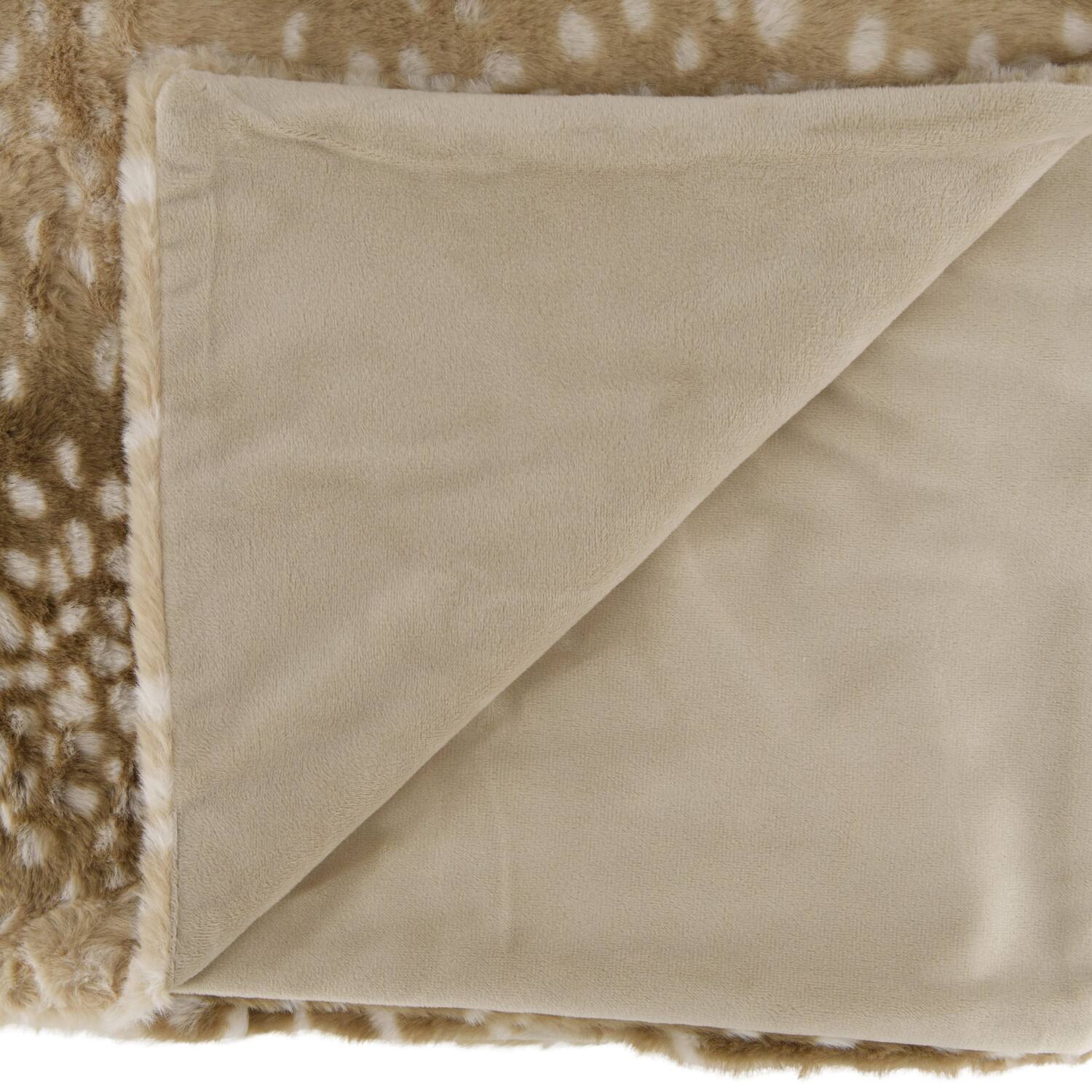 Plaid deer fur polyester 170x130x2cm - Brown