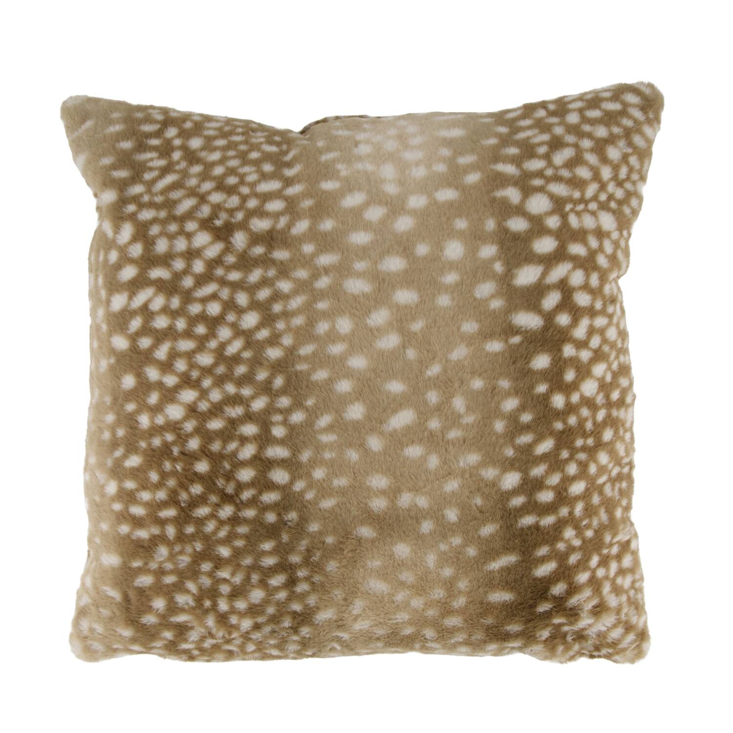 Cushion deer fur polyester 45x45x12cm - Brown