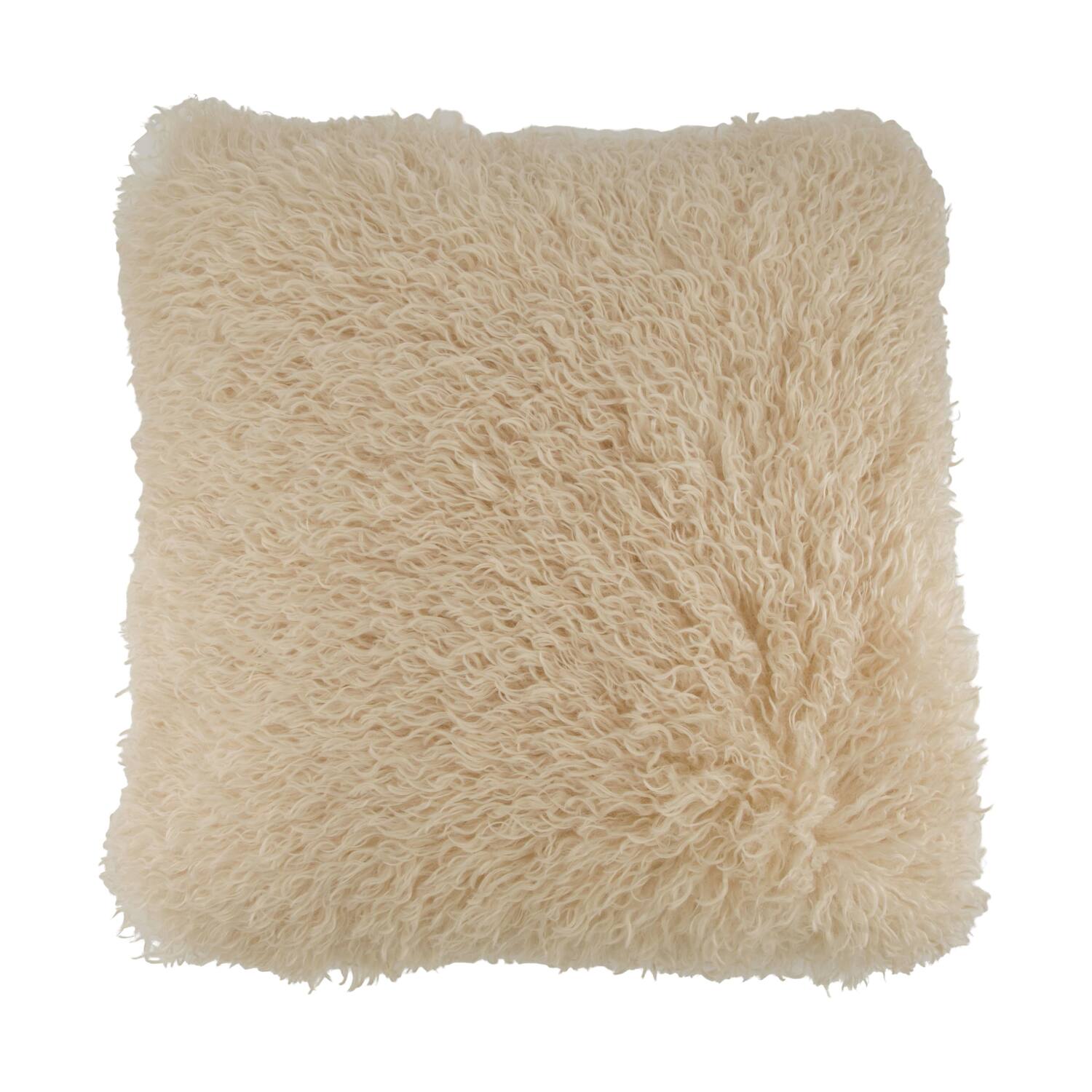 Cushion faux fur polyester 45x45x12cm - Cream