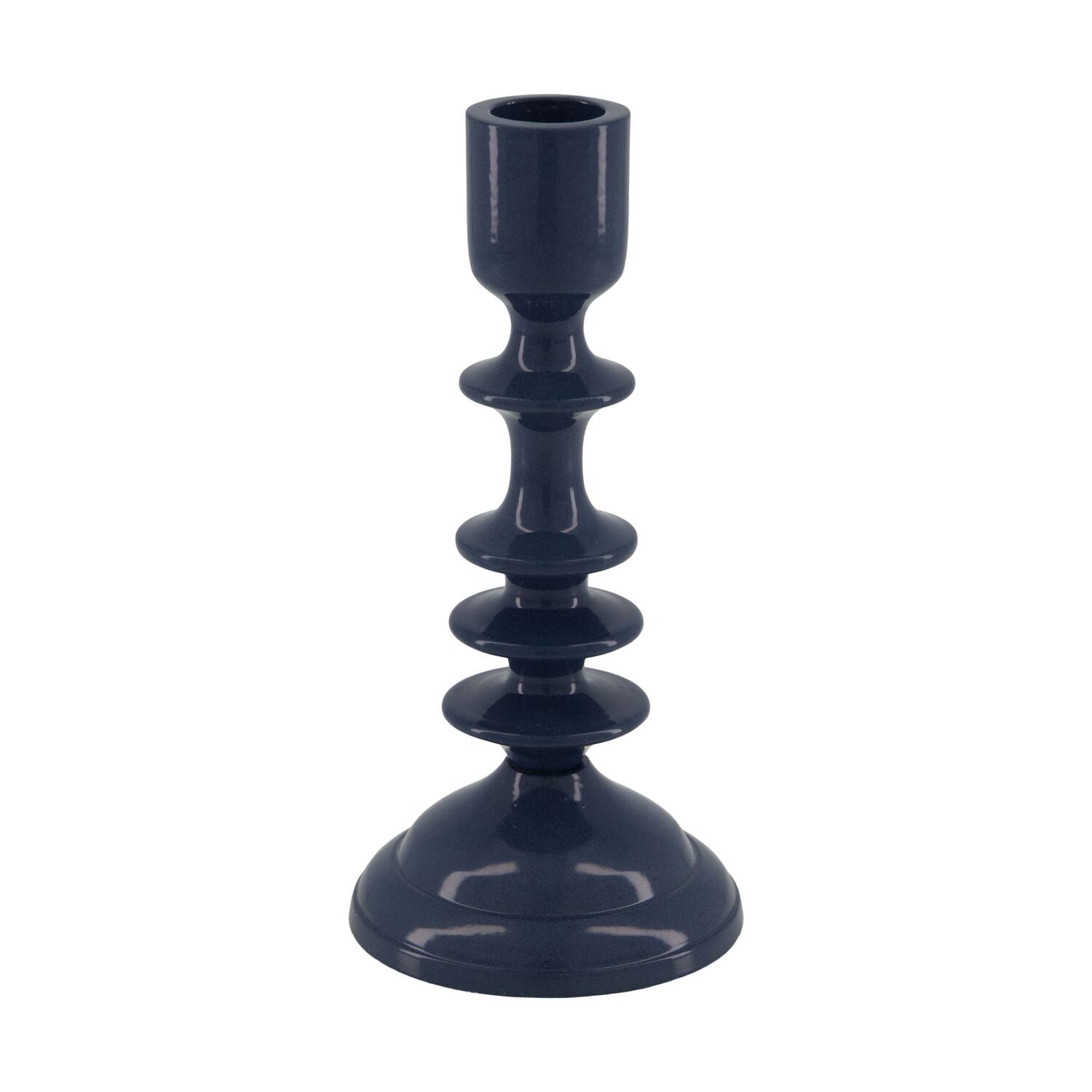 Dinnercandle holder aluminium 8.5x8.5x17.5cm - Blue