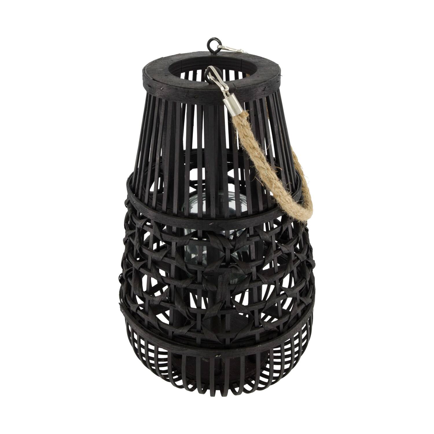 Lantern bamboo with glass 22x22x36cm