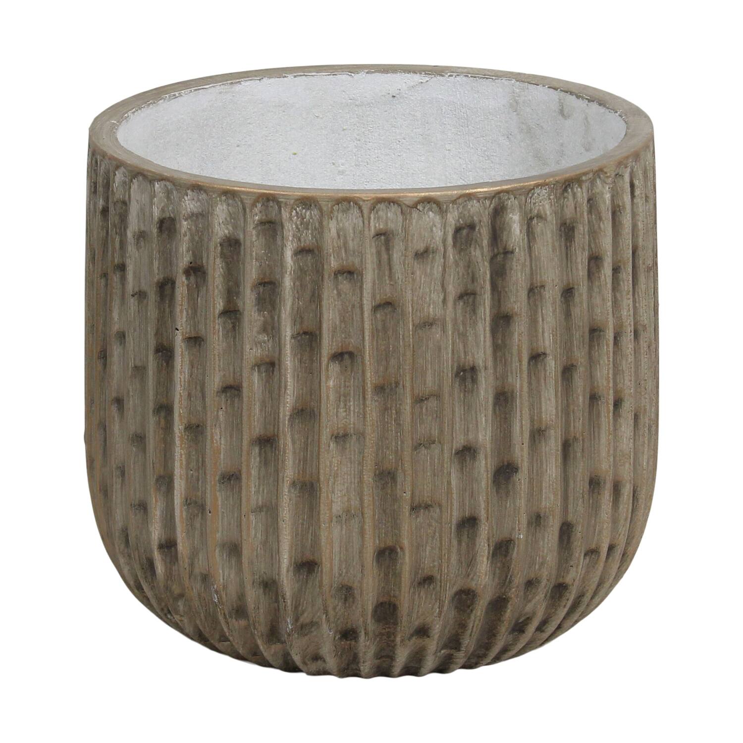 Planter round cement 37x37x36cm  - Gold