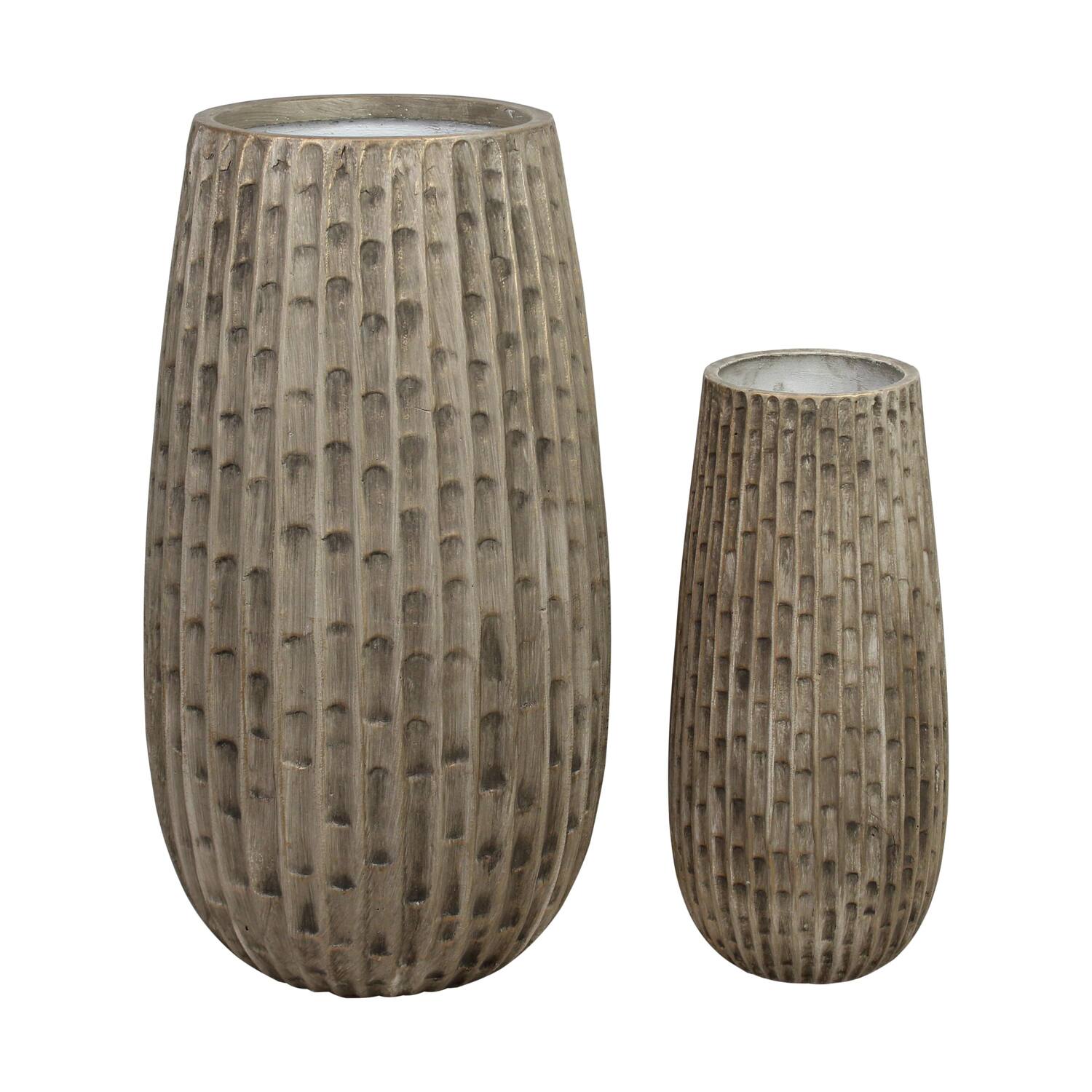 Planter round cement 38x38x70cm  - Gold