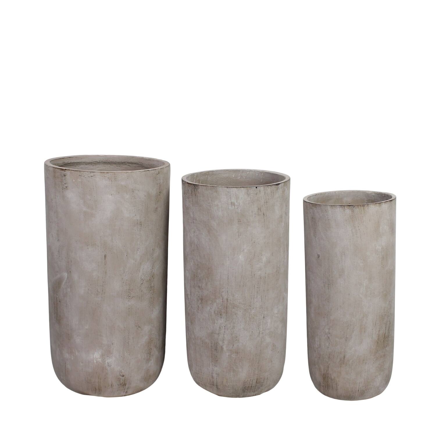 Planter round cement 38x38x73cm  - Grey