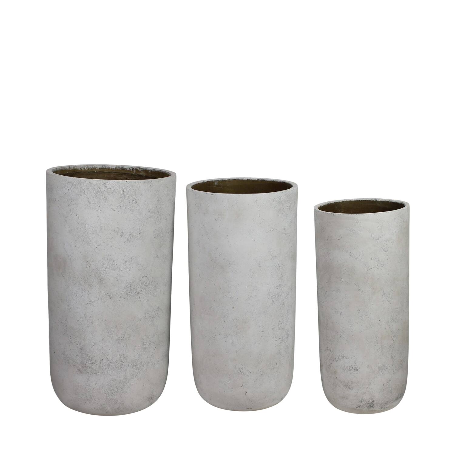 Planter round cement 38x38x73cm  - Grey