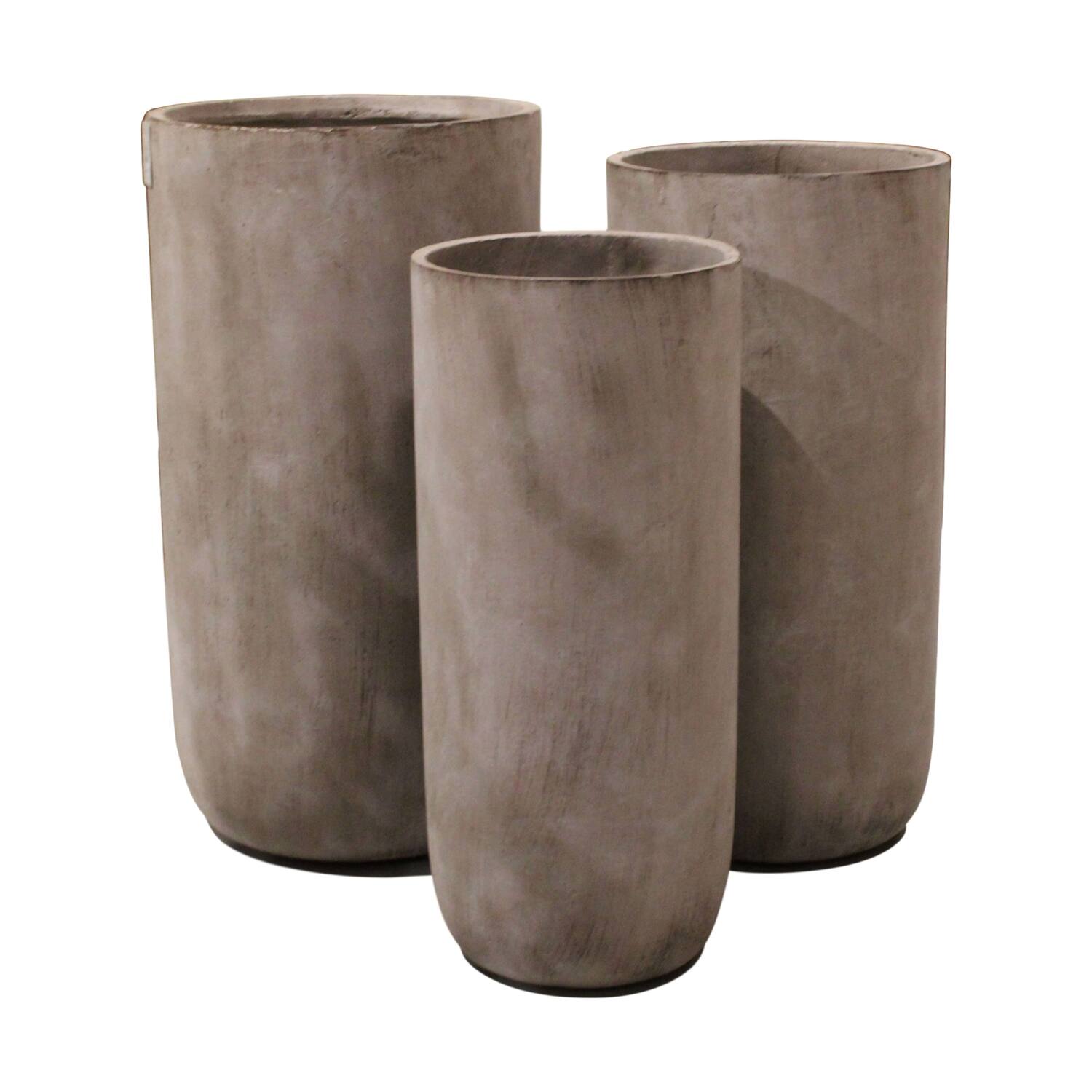 Planter round cement 38x38x73cm S/3