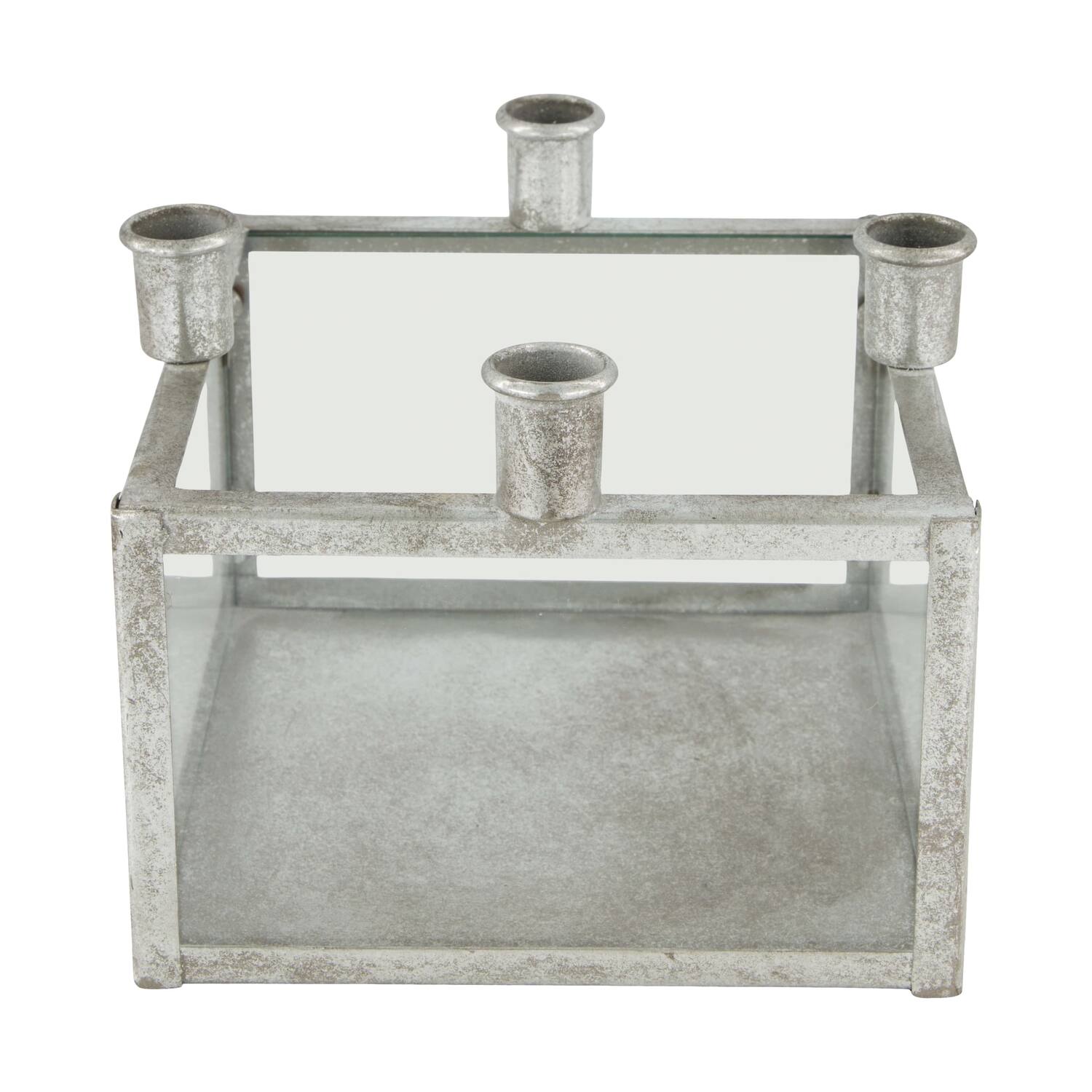 Dinnercandle holder square for 4 candles metal 18x18x15cm