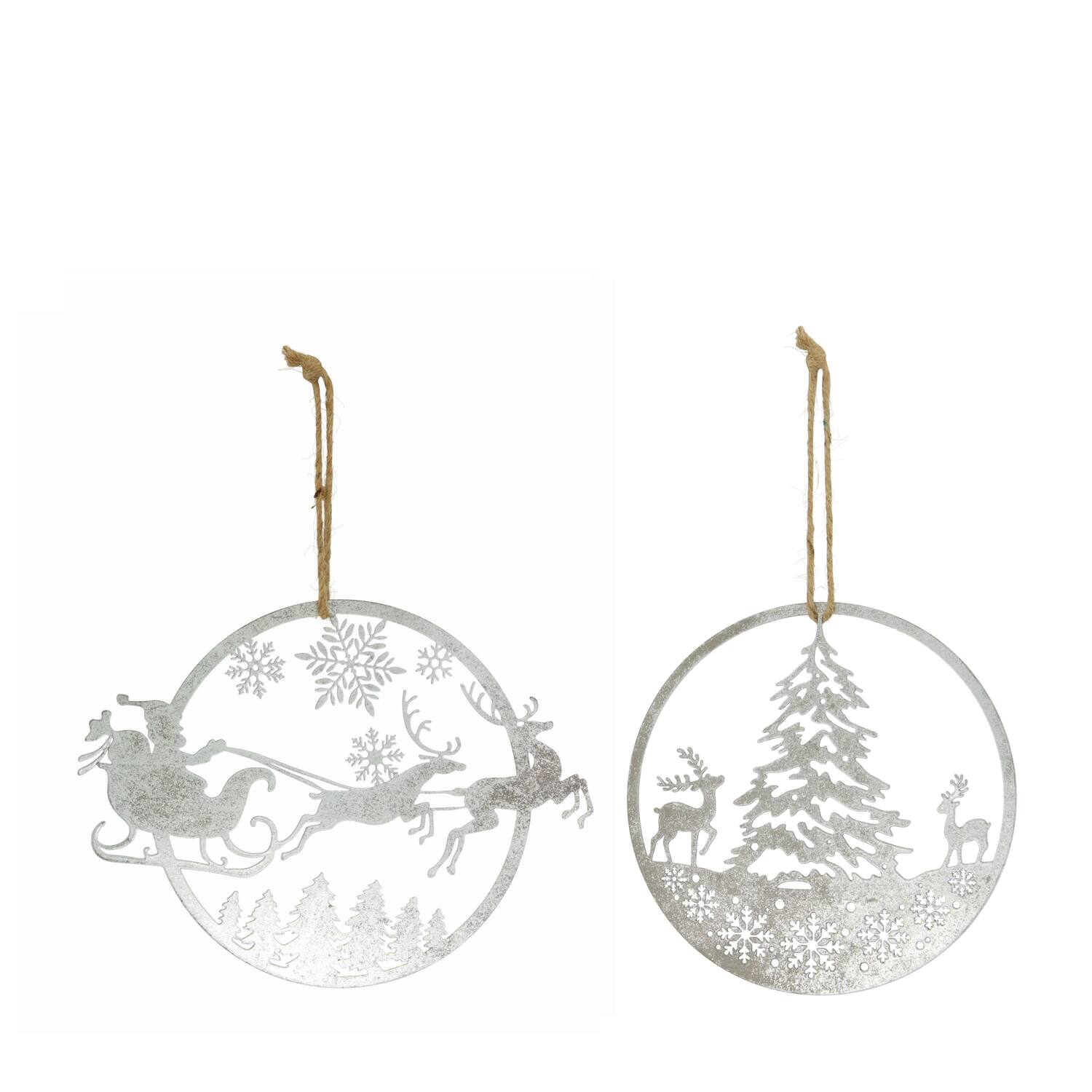 Hanger deer  santa  tree metal 24x0.1x18cm  - Silver