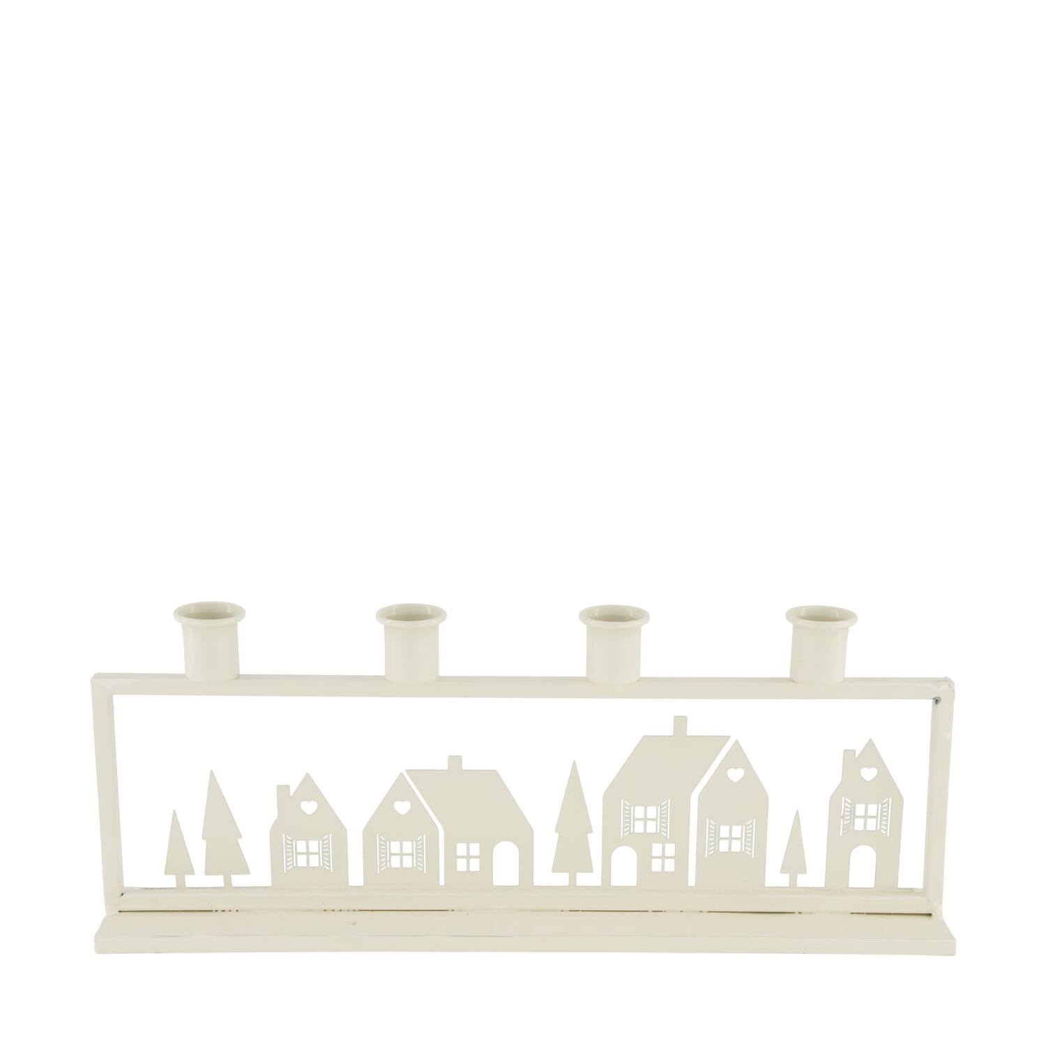 Dinnercandle holder rectangular for 4 candles metal 37.5x6x14.5cm