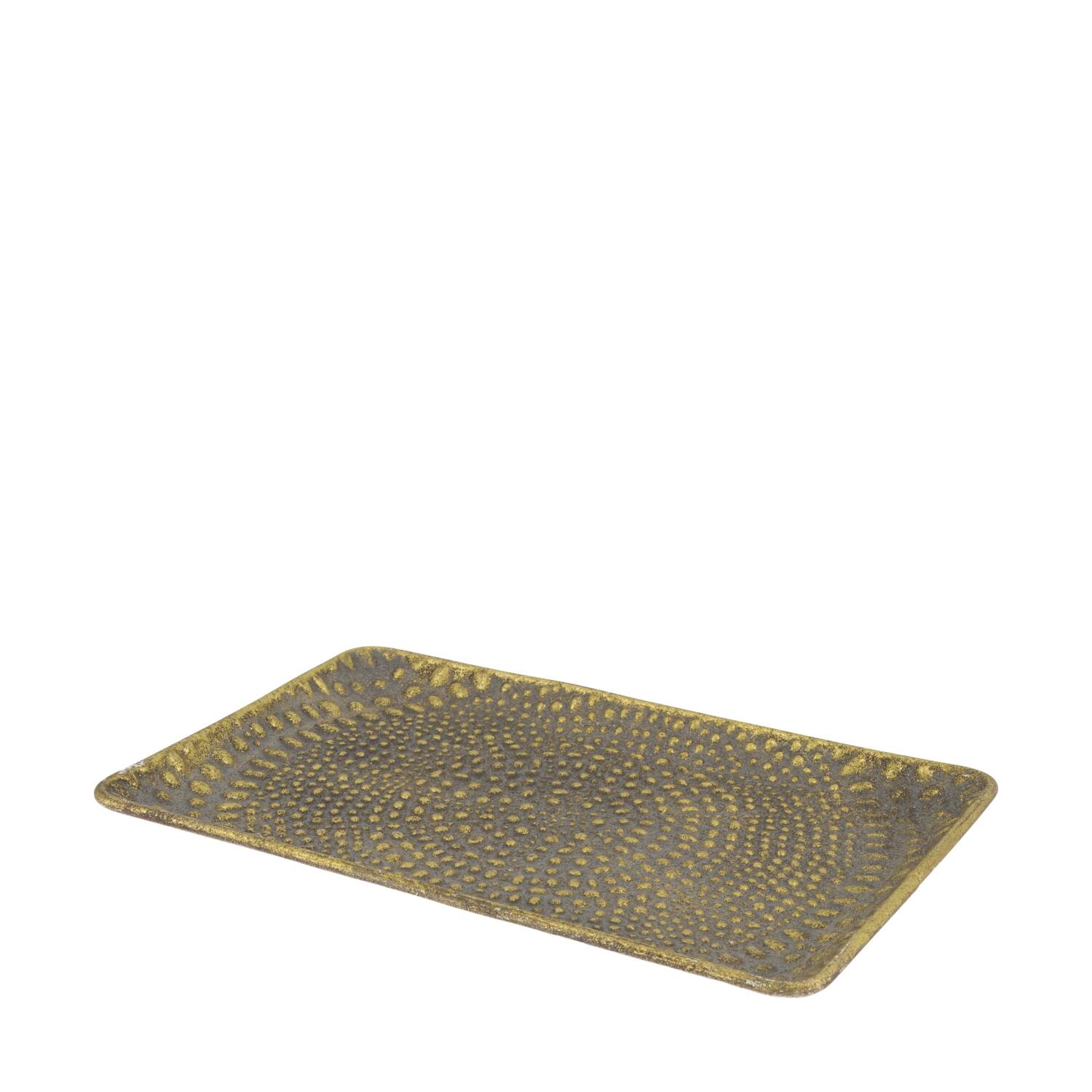 Tray rectangular metal 28.5x18.5x1.5cm - Gold