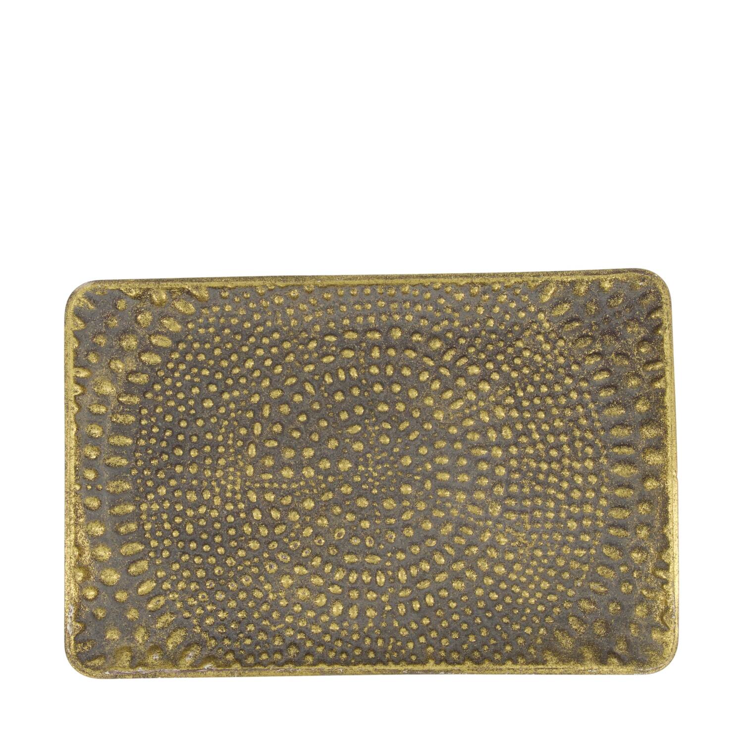 Tray rectangular metal 28.5x18.5x1.5cm - Gold