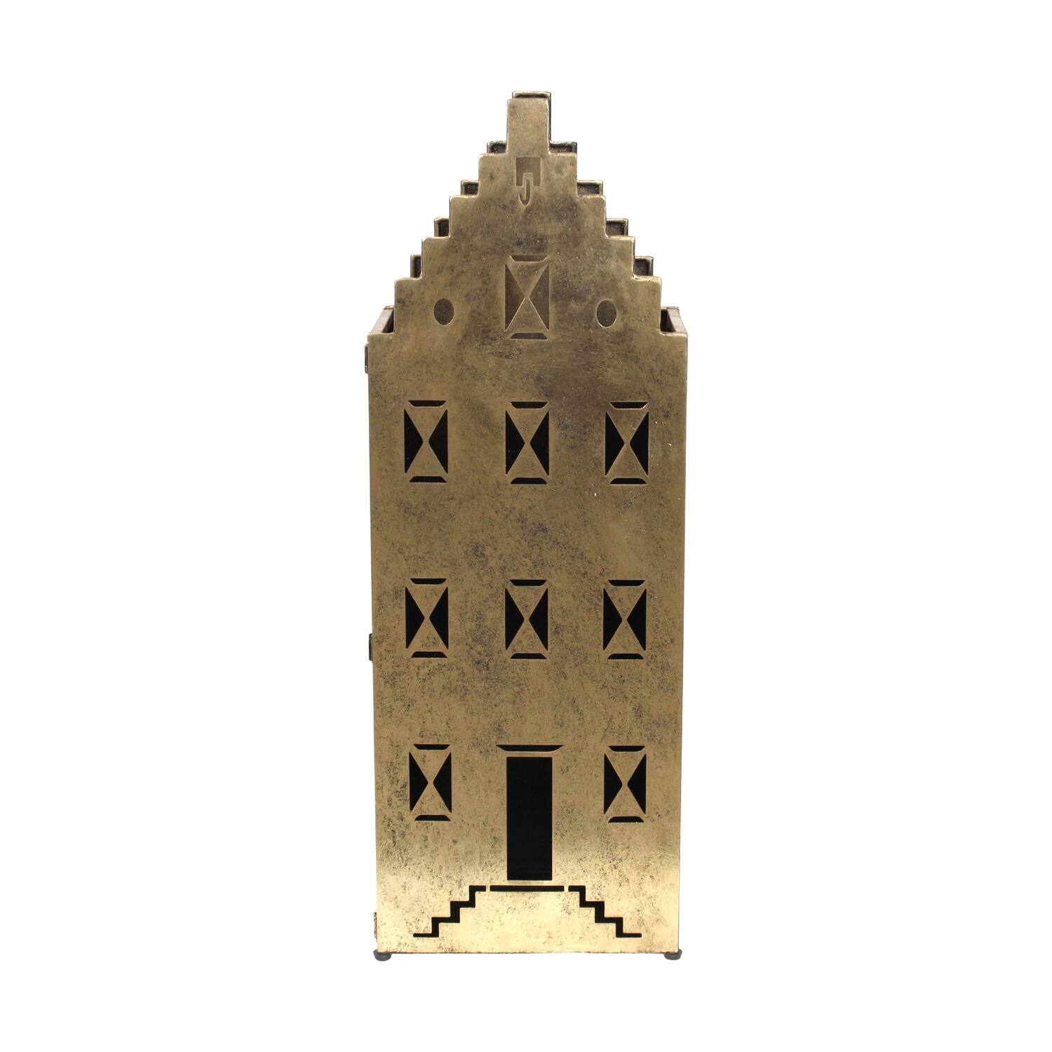 Statue house metal 18x28x78cm - Gold