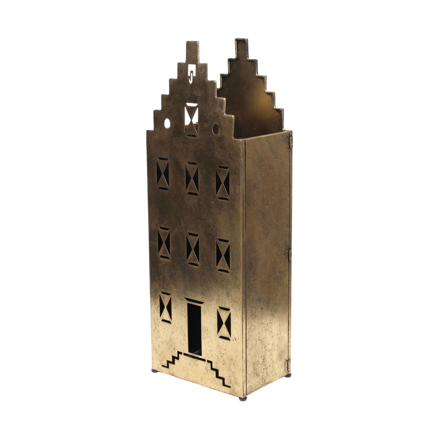 Statue house metal 18x28x78cm - Gold