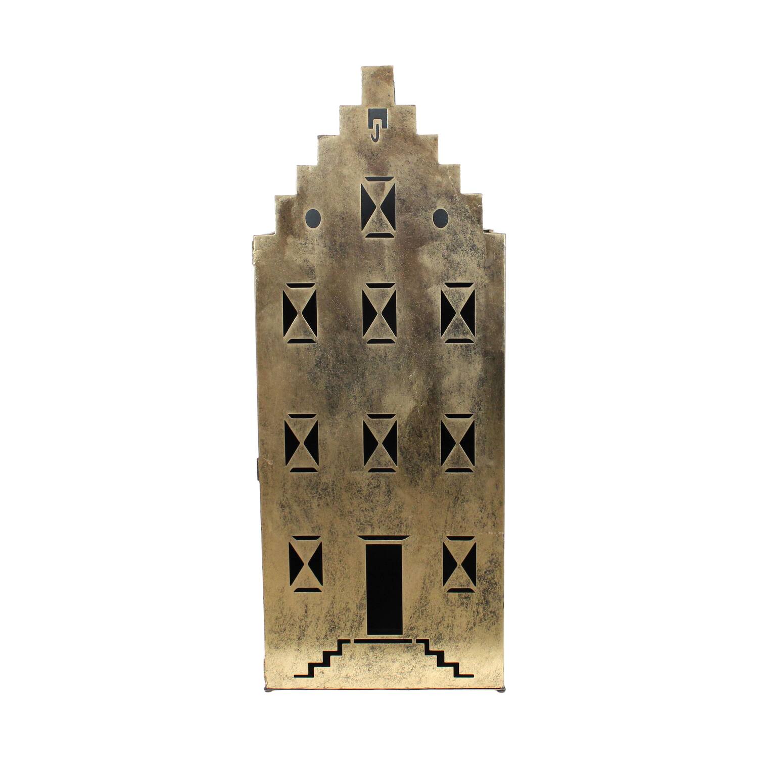 Statue house metal 29x46x118cm - Gold