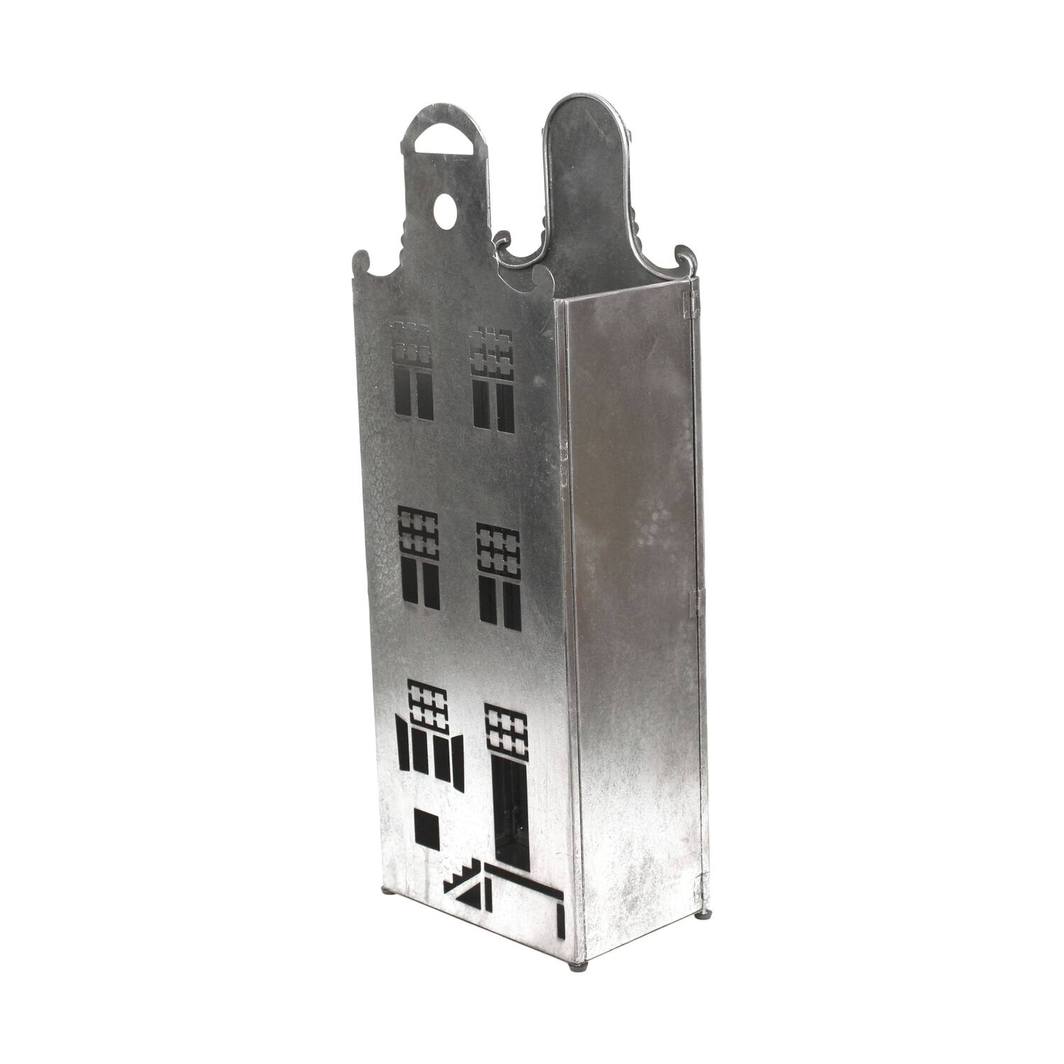Statue house metal 18x28x78cm - Silver