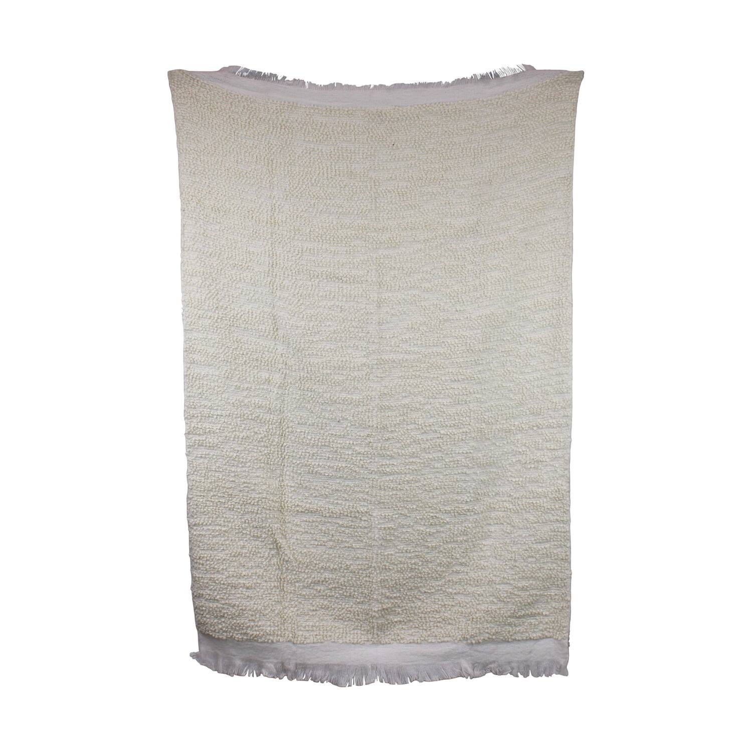 Plaid rectangular boucle polyester 125x150x2cm - White