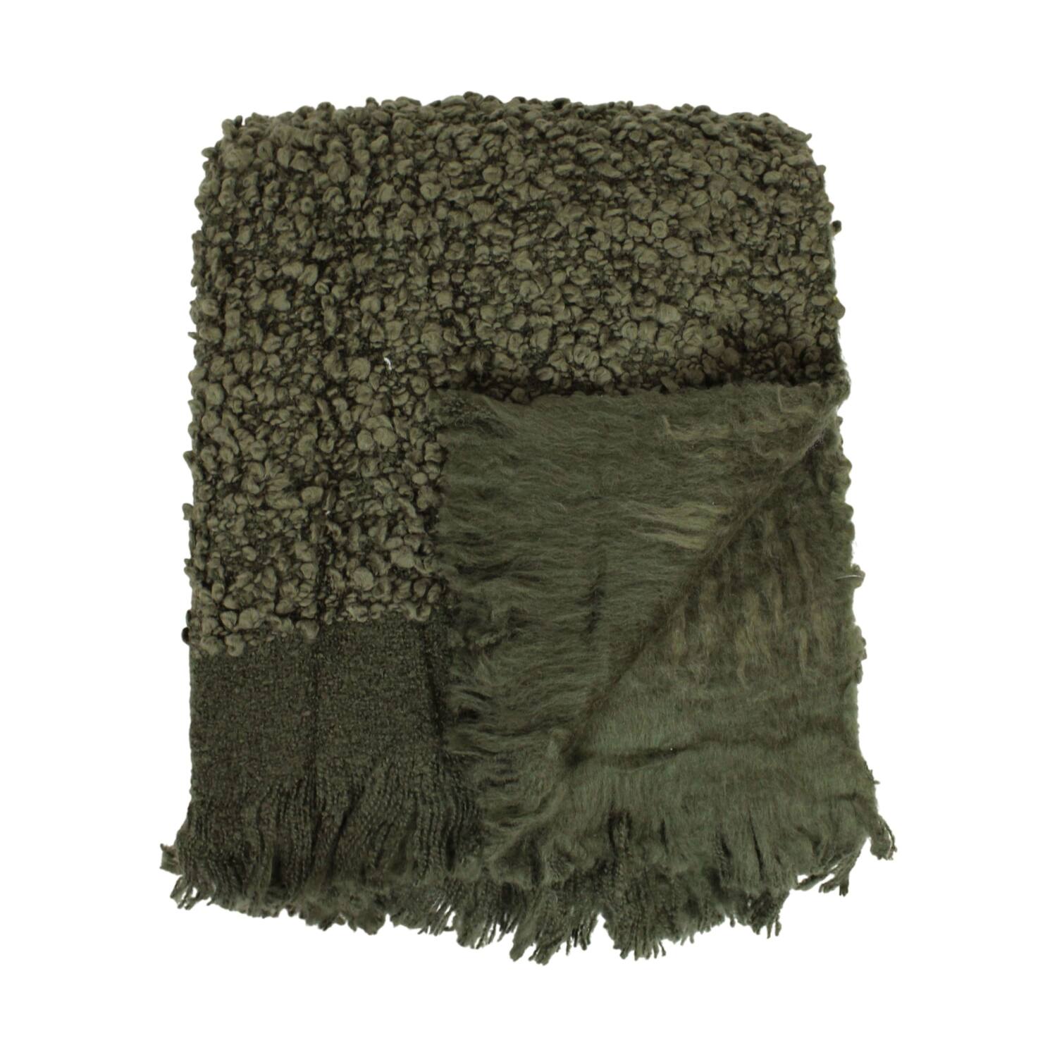 Plaid rectangular boucle polyester 125x150x2cm - Green