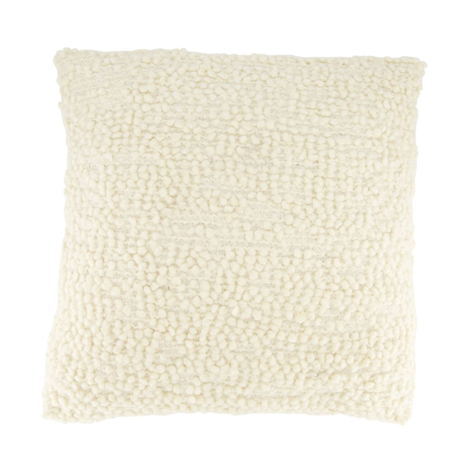 Cushion square boucle polyester 45x45x8cm - White