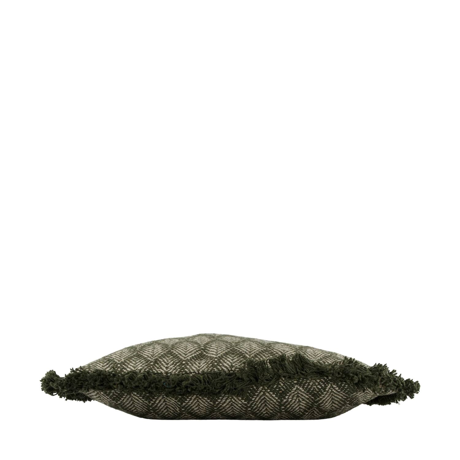 Cushion square leaf print cotton 45x45x8cm - Green