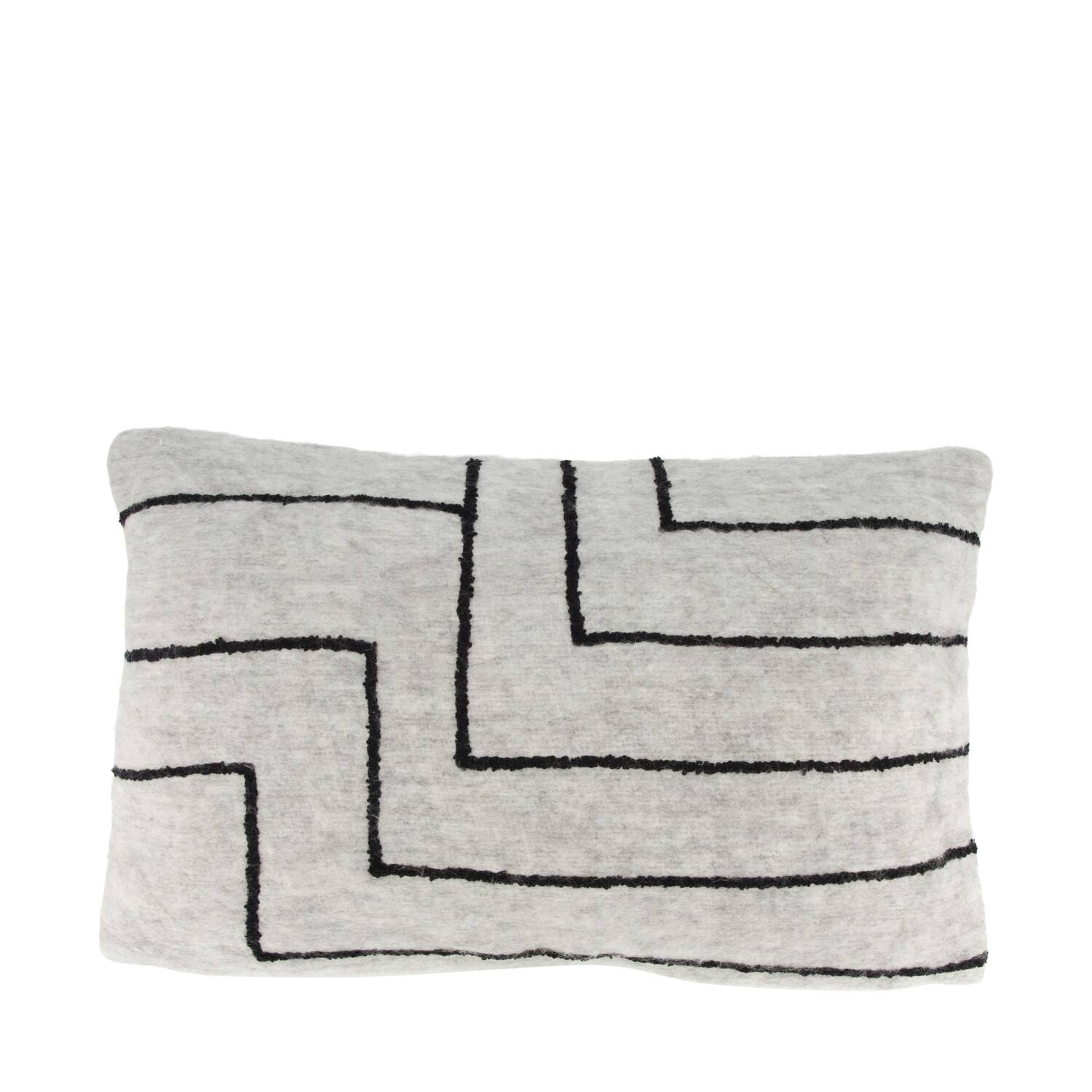 Cushion rectangular striped acrylic 50x30x8cm - Grey