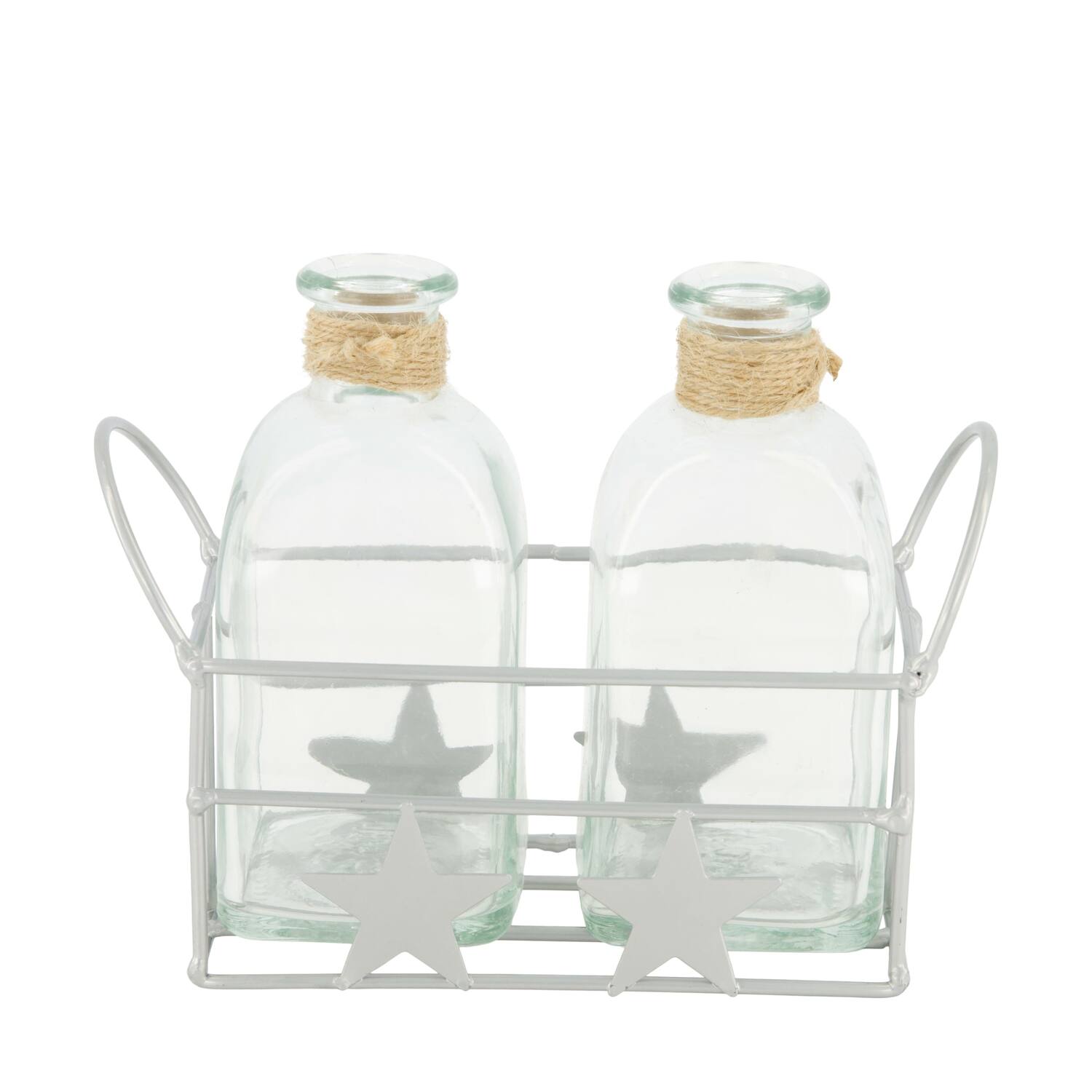 Basket star metal with glass 18x7.5x14cm