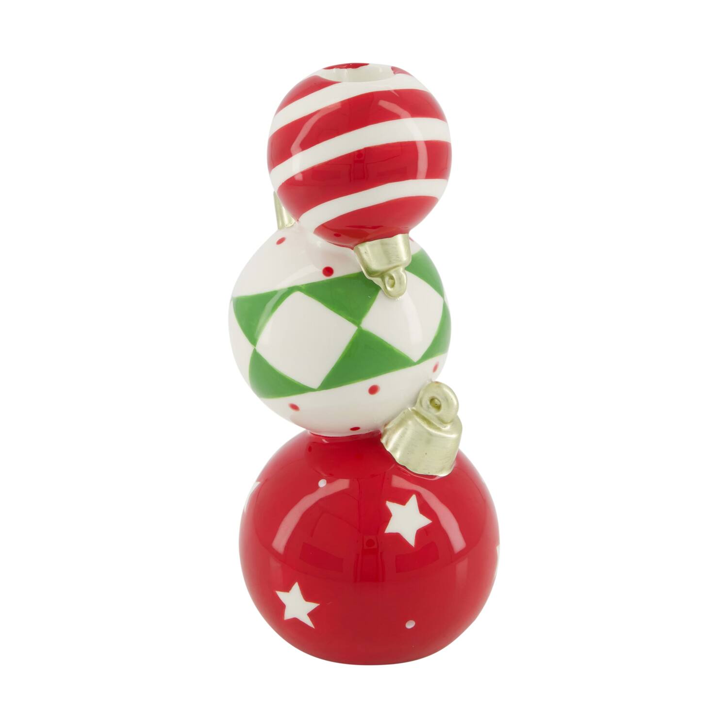 Vase christmas balls ceramic 10.7x9.8x21.6cm - Red