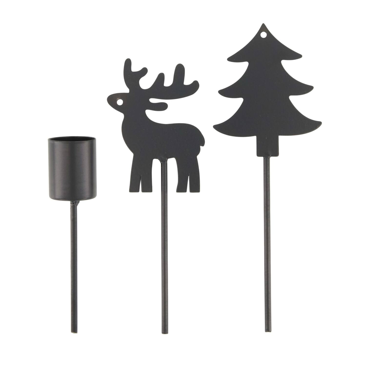 Figurine mixed tealight holder metal on stick 17x16x3cm 8pc