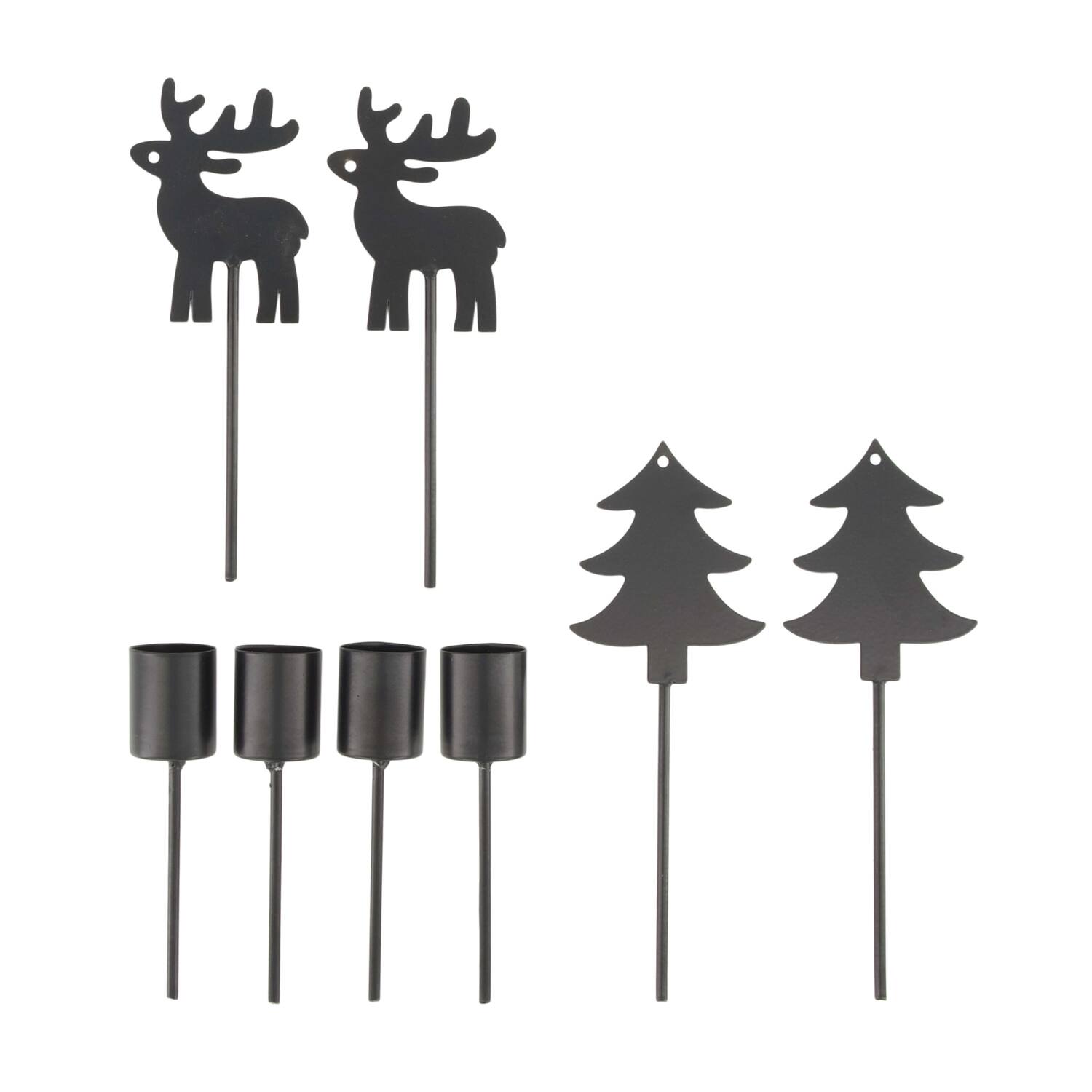 Figurine mixed tealight holder metal on stick 17x16x3cm 8pc