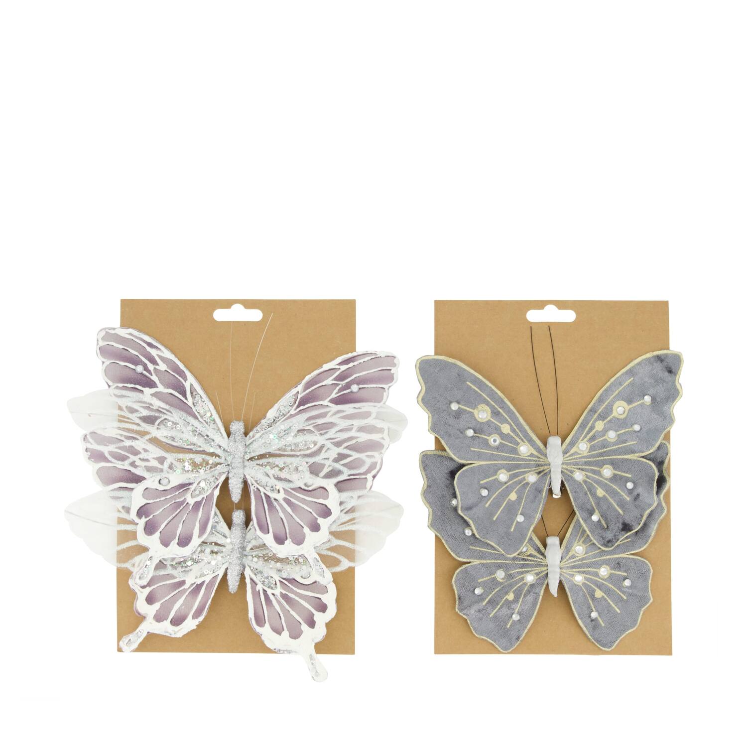 Butterfly fabric on clip 17x14.5x2.5cm 2pc A/2