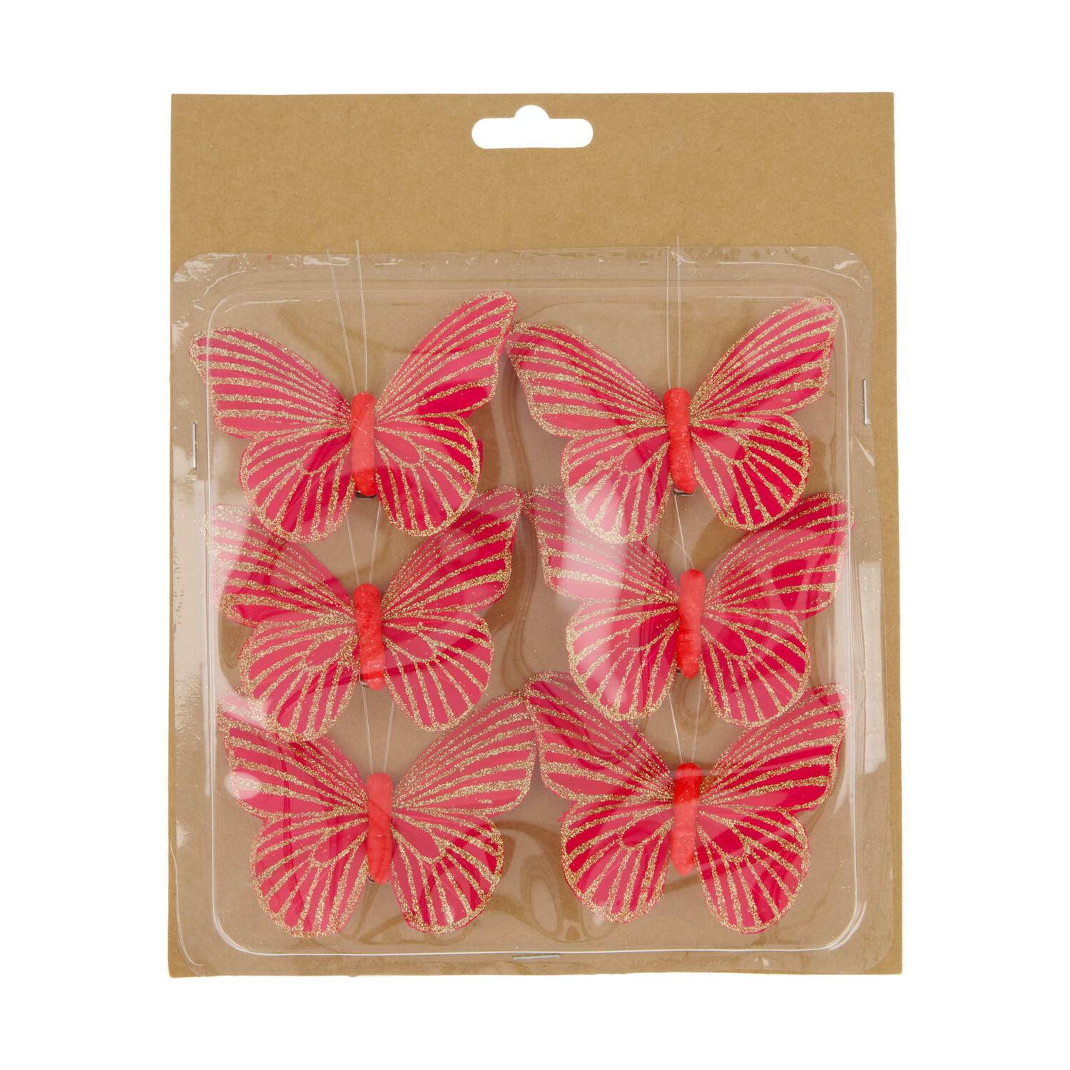 Butterfly fabric on clip 9x7x1.5cm 6pc
