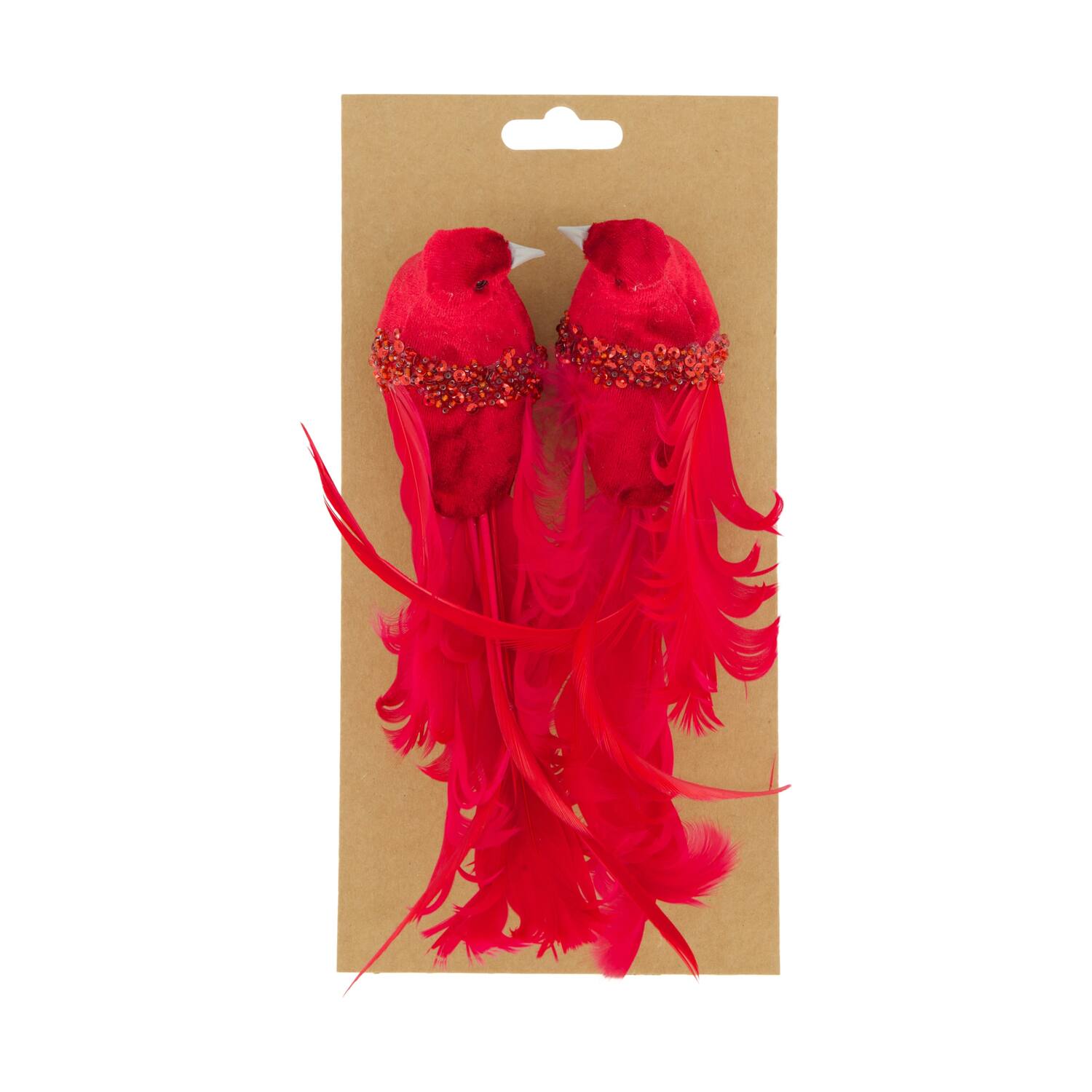 Bird fabric on clip 20x5.5x6.5cm 2pc