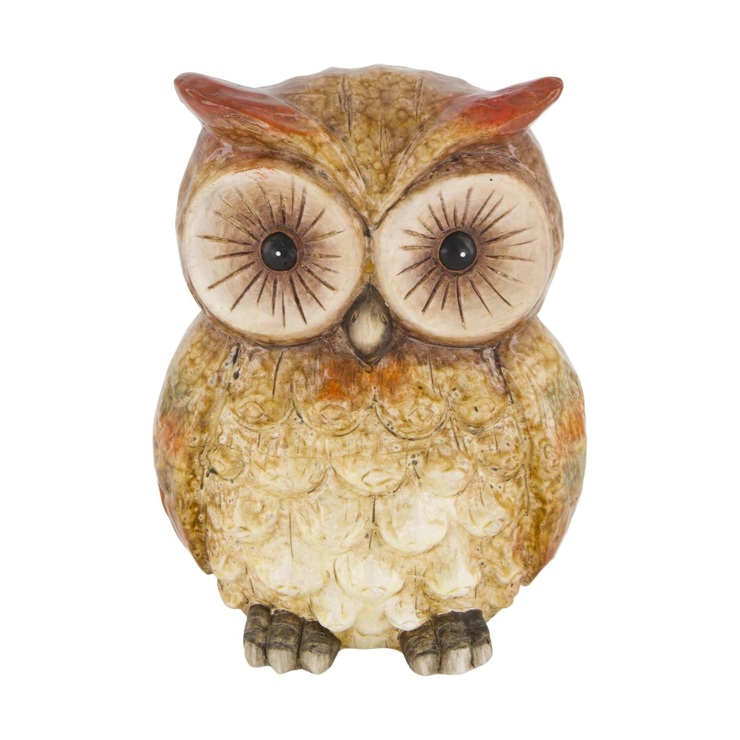 Figurine owl ceramic 13.5x10x18cm - Brown