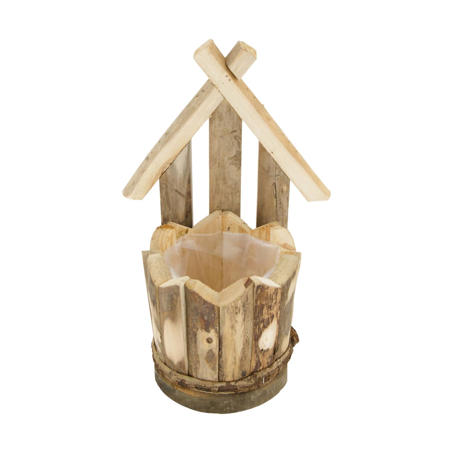 Planter house historic wood with plastic 20x17.5x28cm
