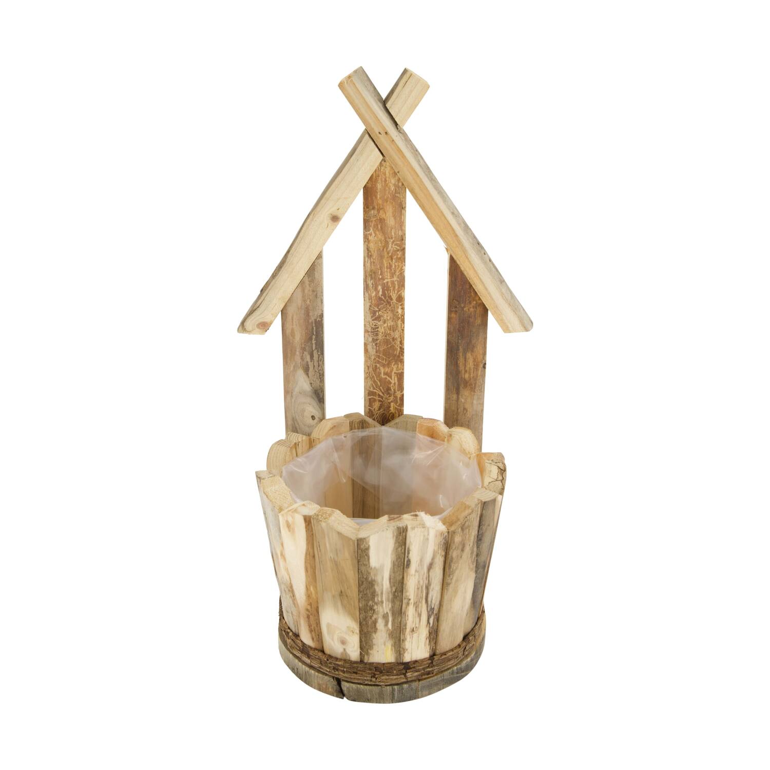Planter house historic wood with plastic 21.5x19x38cm