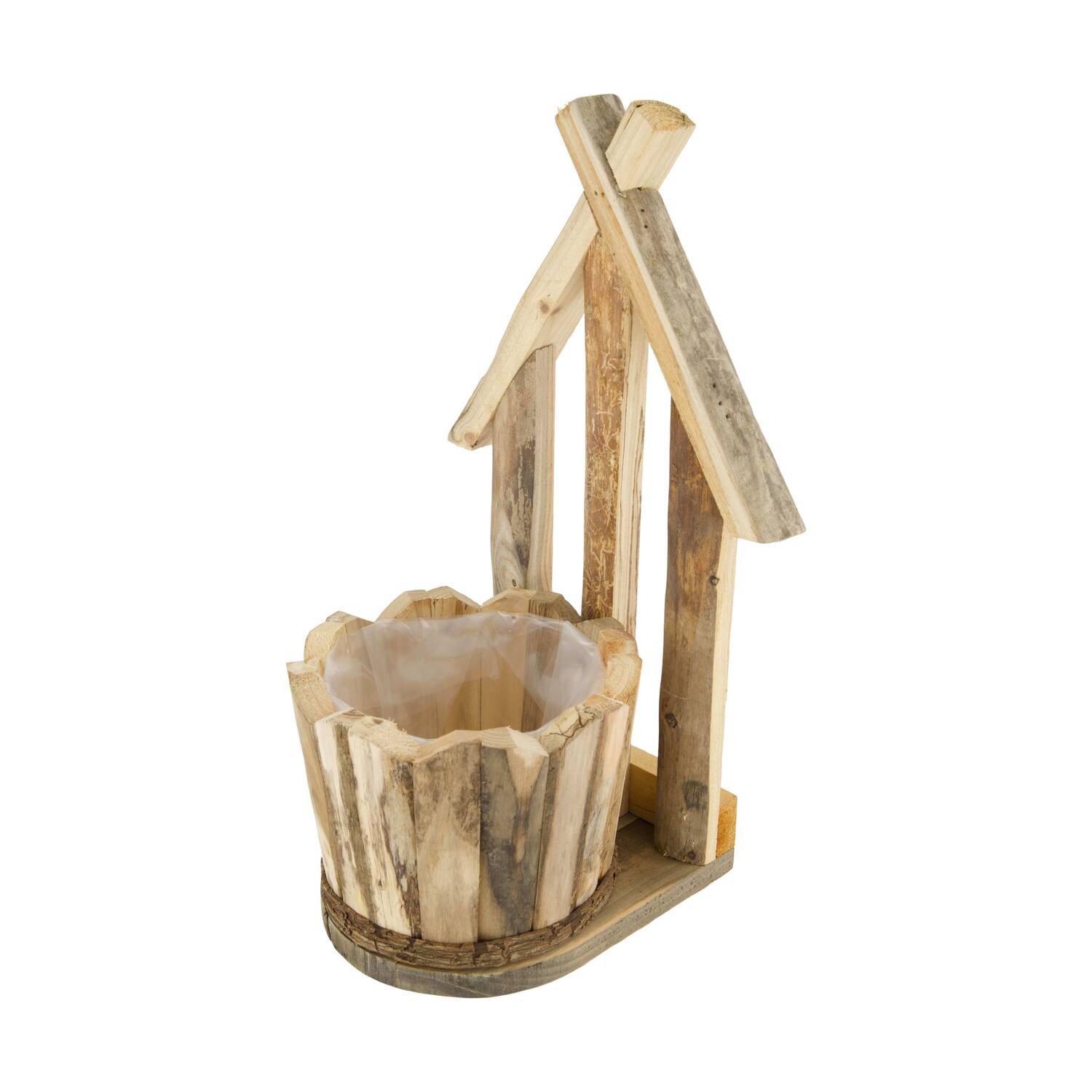 Planter house historic wood with plastic 21.5x19x38cm