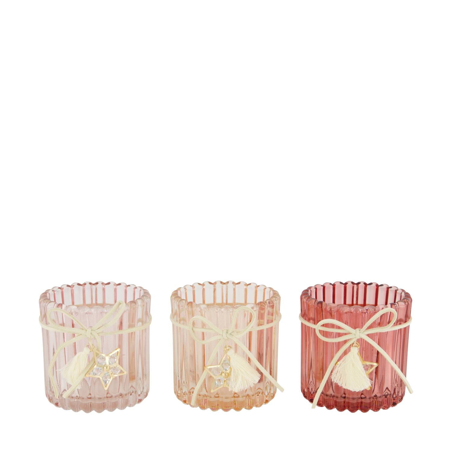 Tealight holder round glass 7.5x7.5x7.5cm C3 - Pink