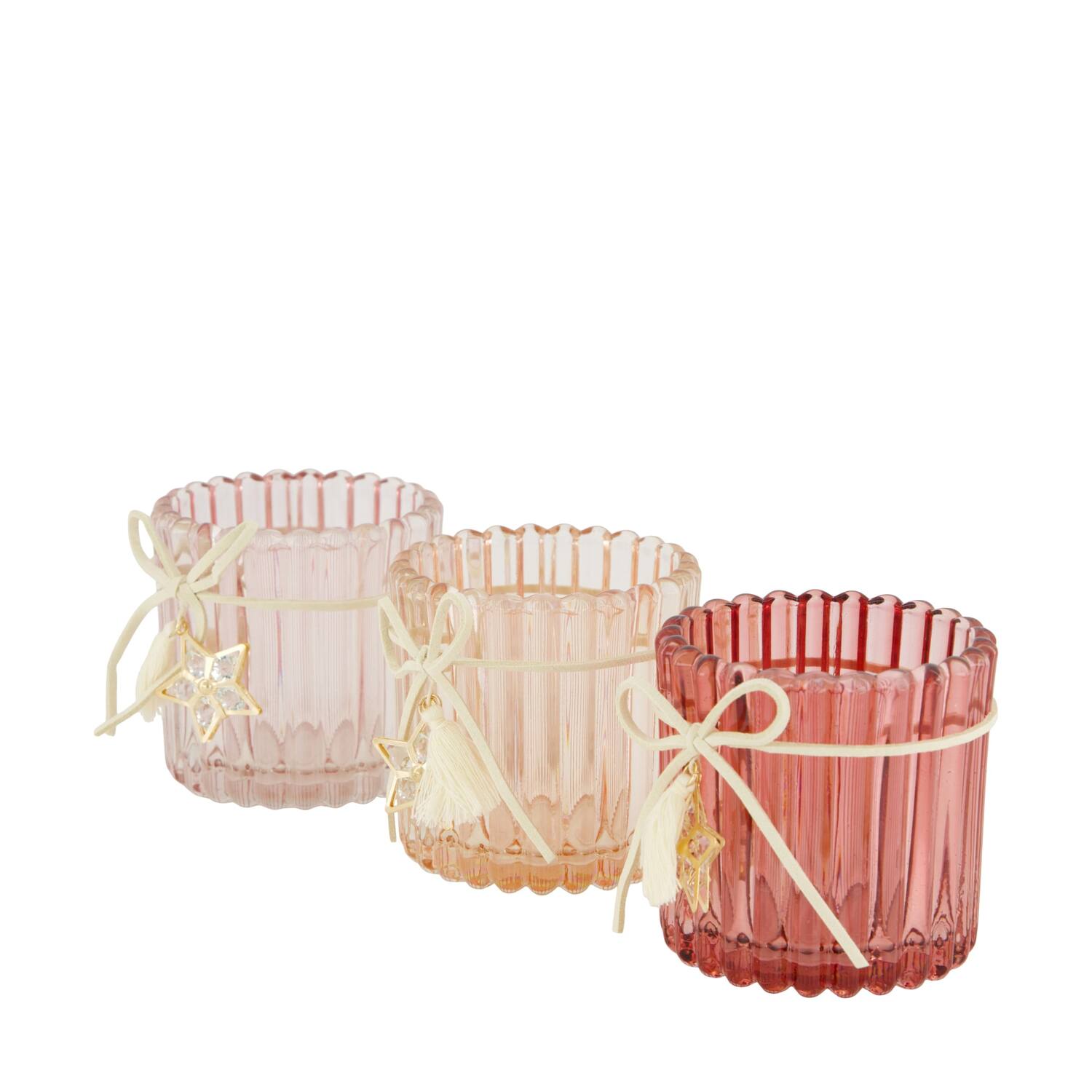 Tealight holder round glass 7.5x7.5x7.5cm C3 - Pink