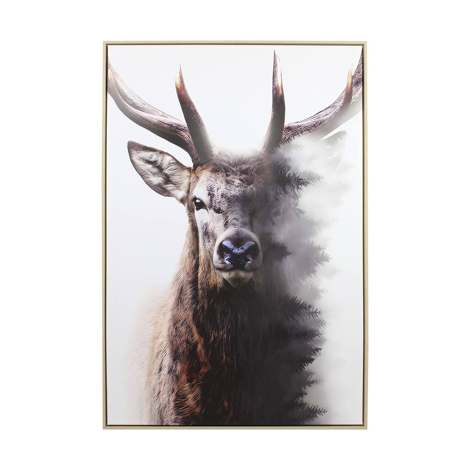 Wall art rectangular reindeer canvas with frame 82.6x4.3x122.6cm - Multi