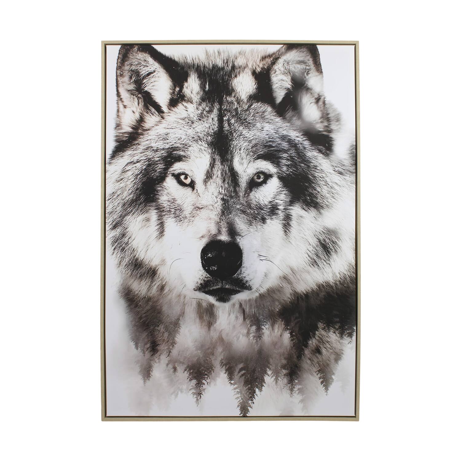 Wall art rectangular wolf canvas with frame 82.6x4.3x122.6cm - Multi