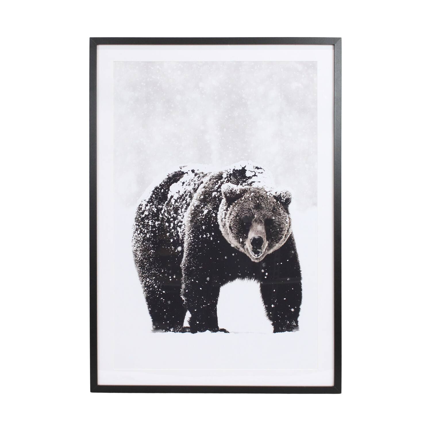 Wall art rectangular bear canvas with glass 70x4x100cm - Multi
