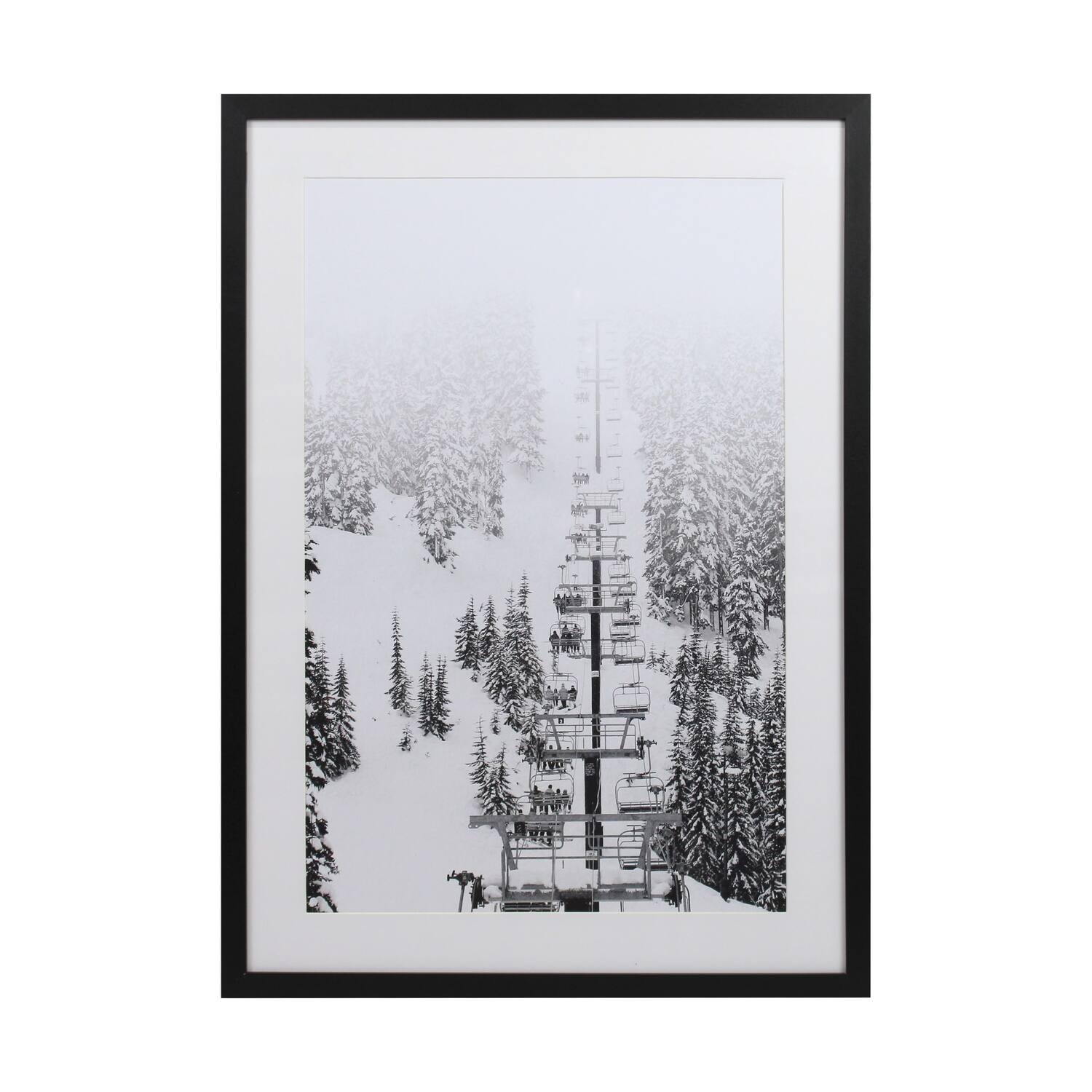 Wall art rectangular ski lift canvas with glass 50x3x70cm