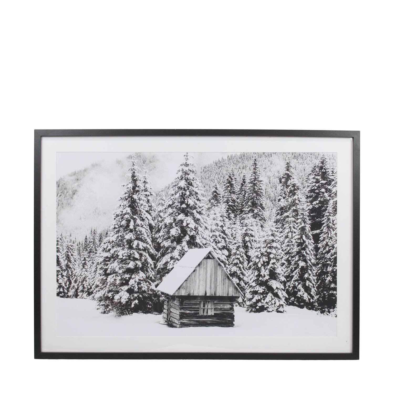 Wall art rectangular ski hut canvas with glass 70x4x100cm