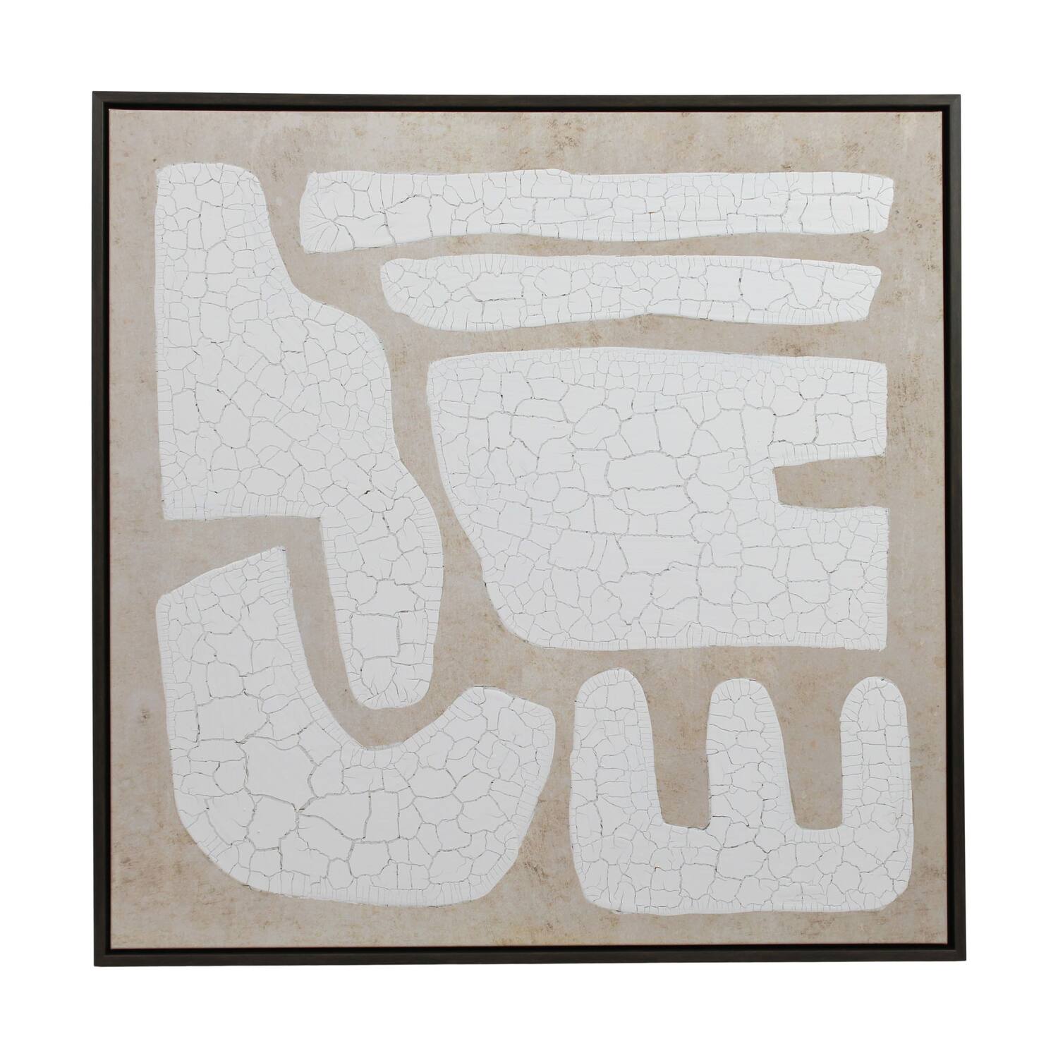 Wall art square plaster canvas with frame 70x4.3x70cm - White