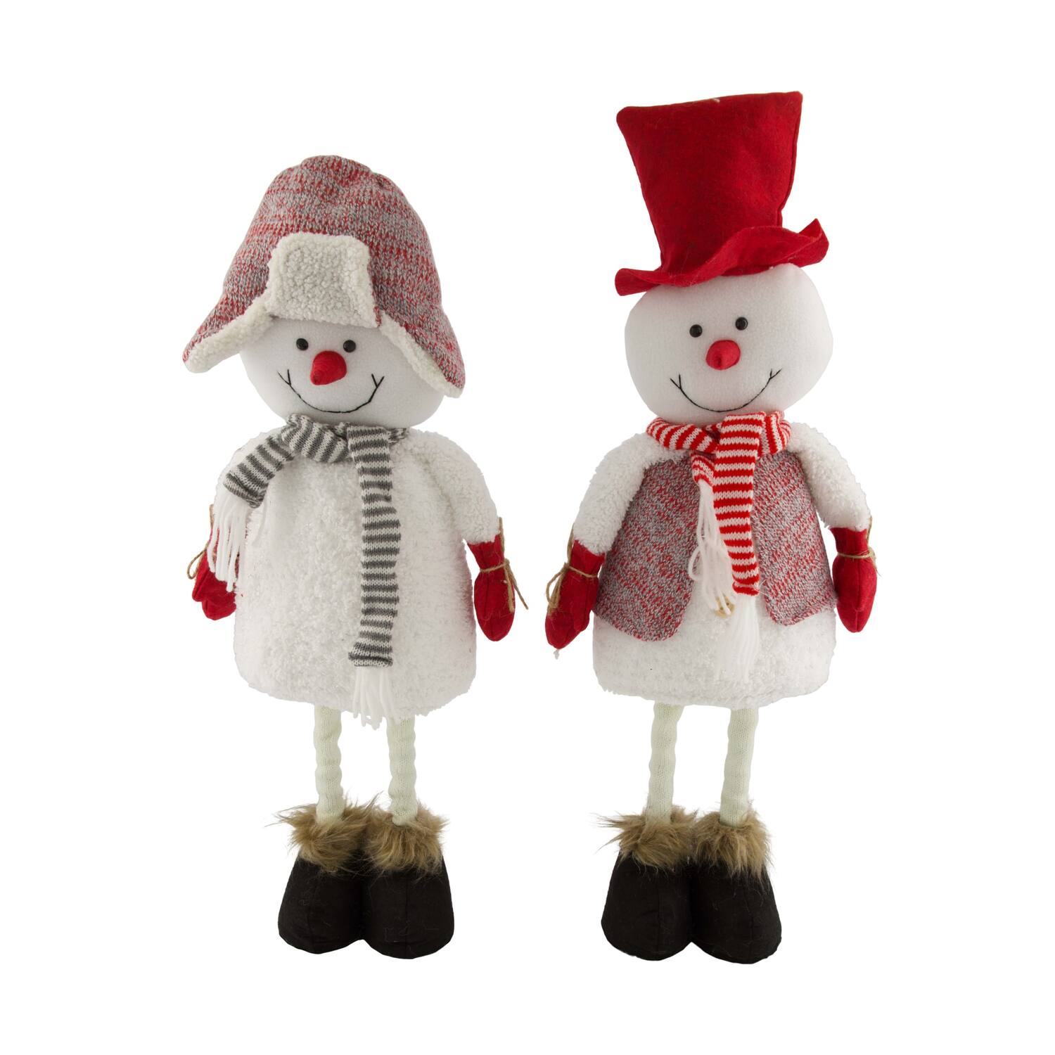 Figurine snowman fabric 24x10x60cm  - Brown