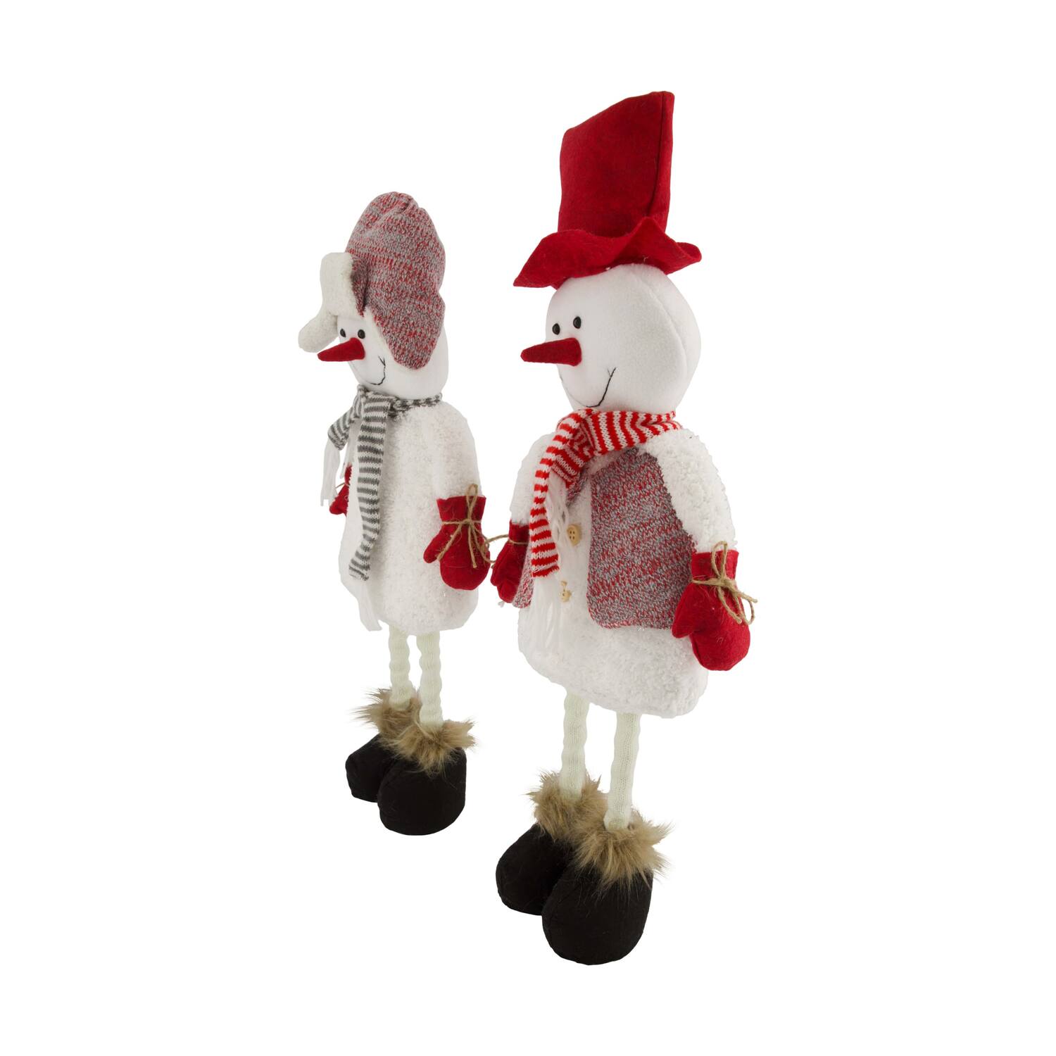 Figurine snowman fabric 24x10x60cm  - Brown